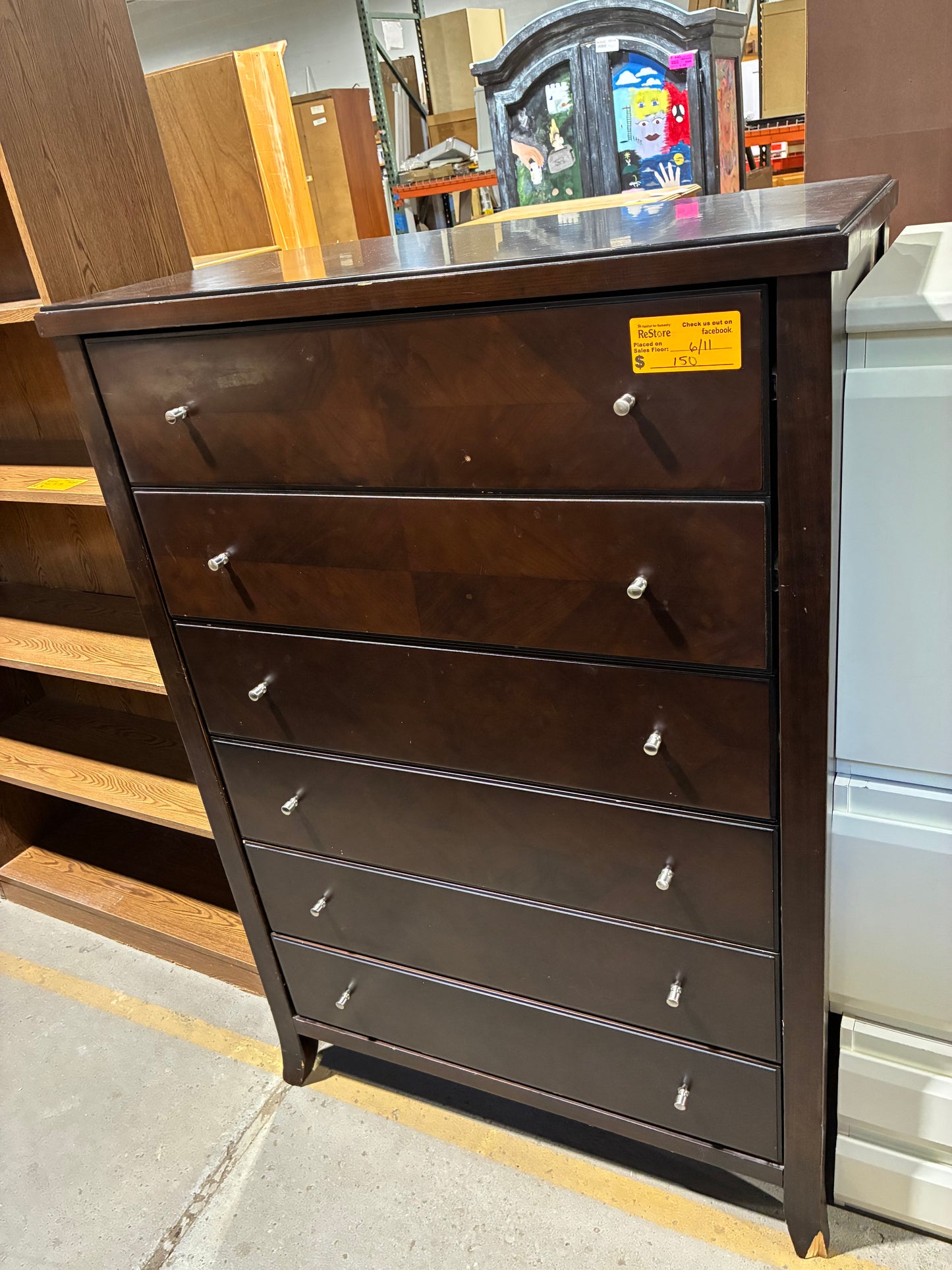 Dark Espresso 6-Drawer Chest Dresser