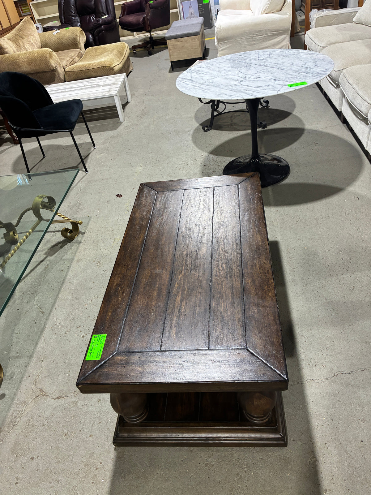 Pottery Barn Dark Wood Coffee Table with Lower Shelf