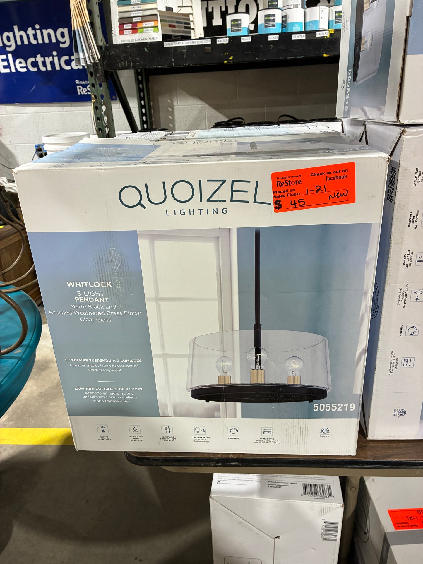 Quoizel Whitlock 3 Light Pendant