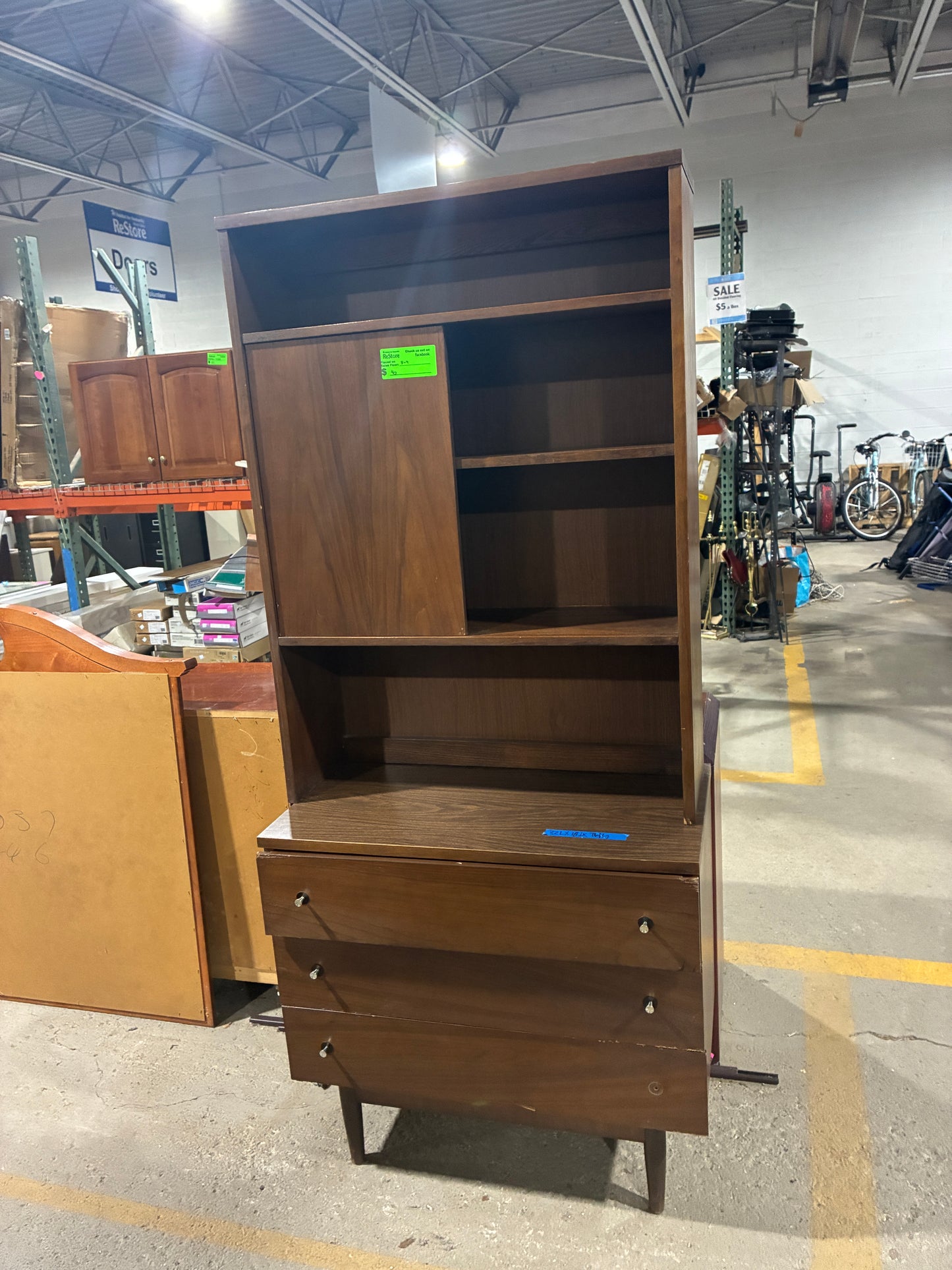 Mid-Century Style Storage Cabinet with Hutch