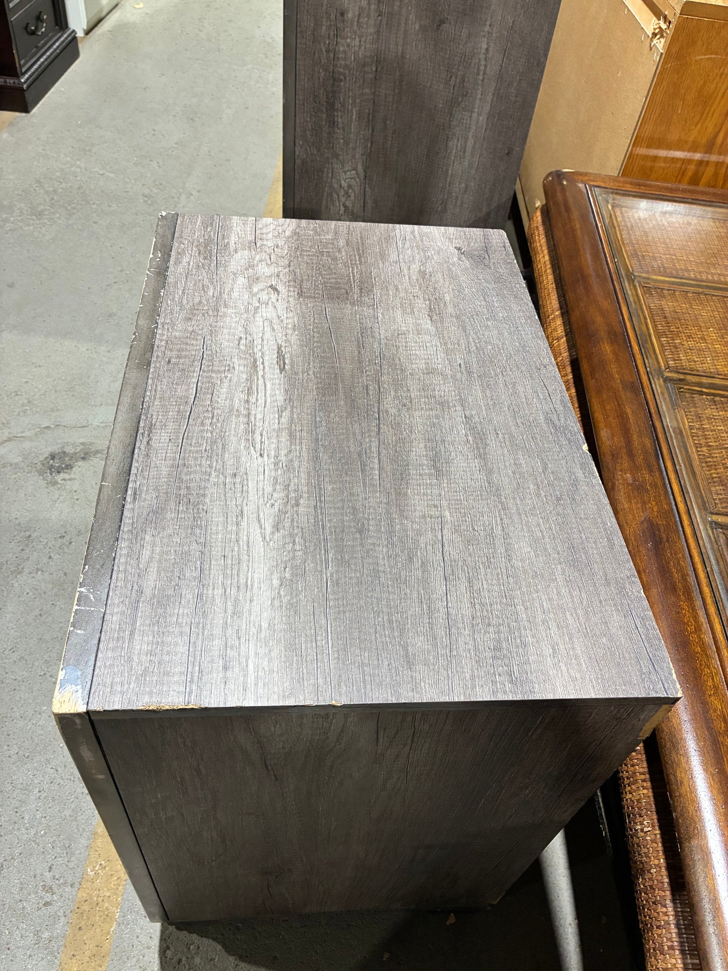 Modern Gray Two-Drawer Nightstand #1