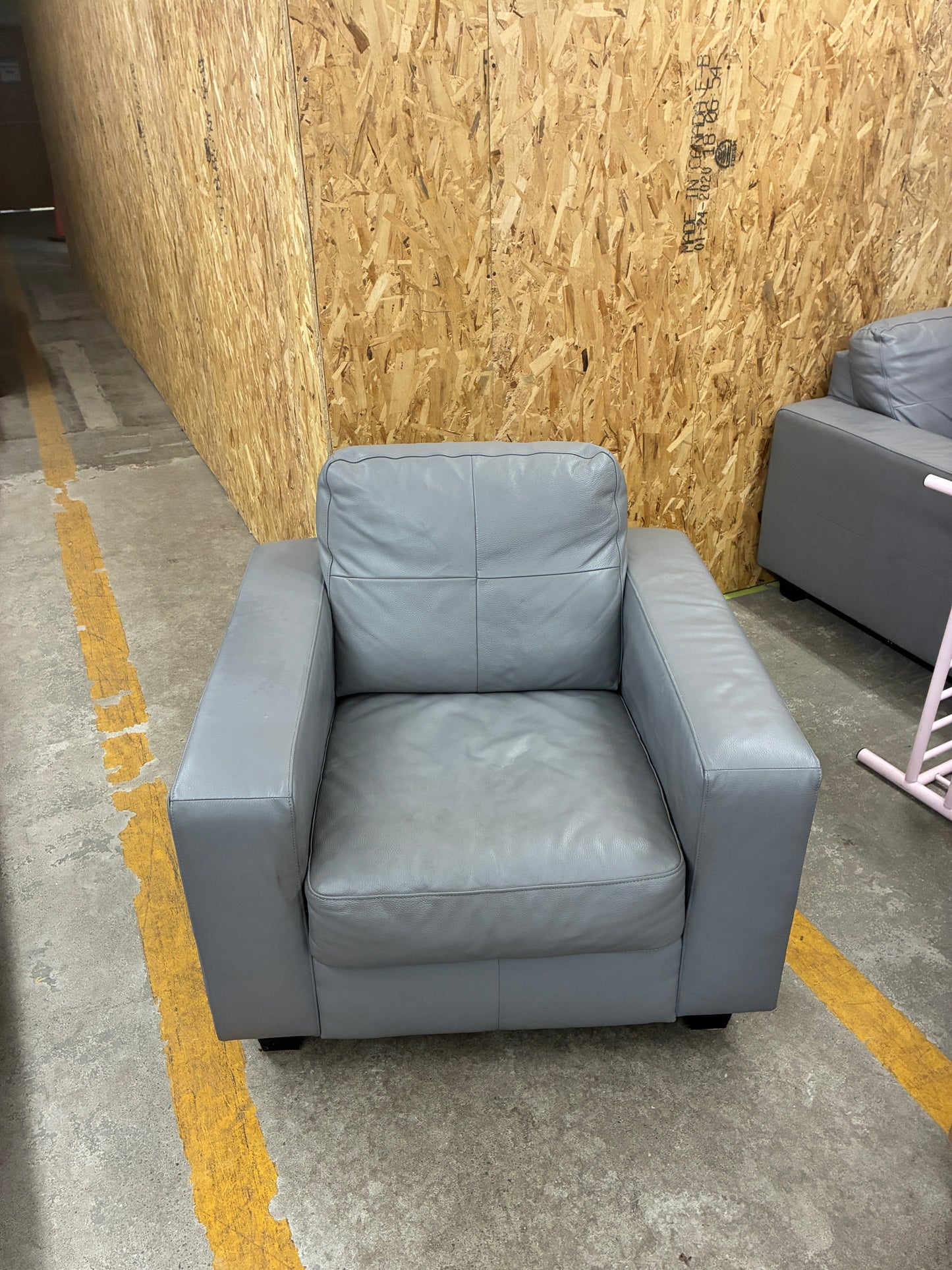 Modern Gray Leather Club Chair
