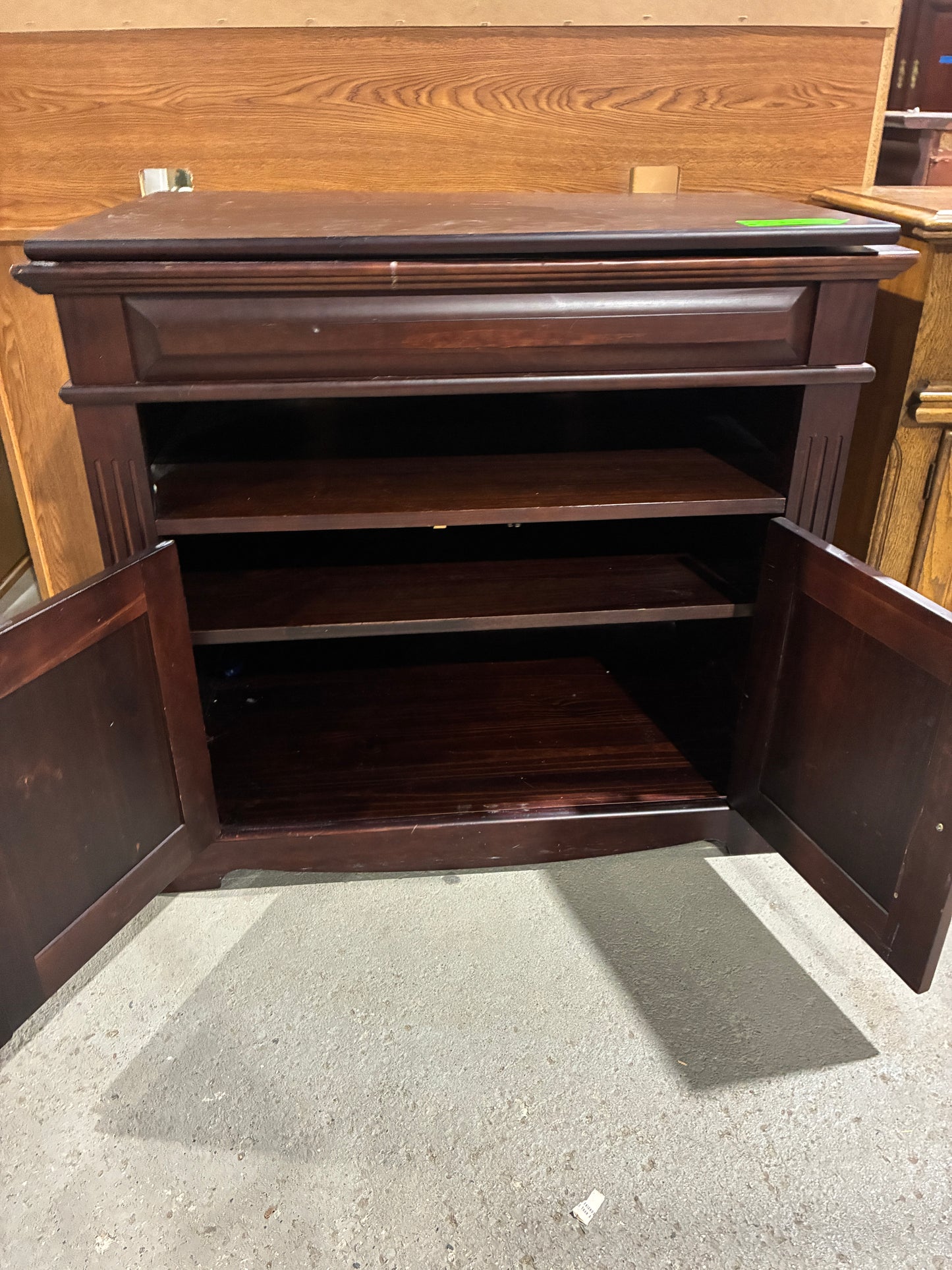 Dark Wood Swivel-Top TV Stand & Media Cabinet