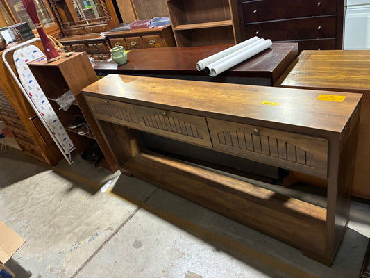 Rustic Brown Console Table with Hidden Storage Drawers