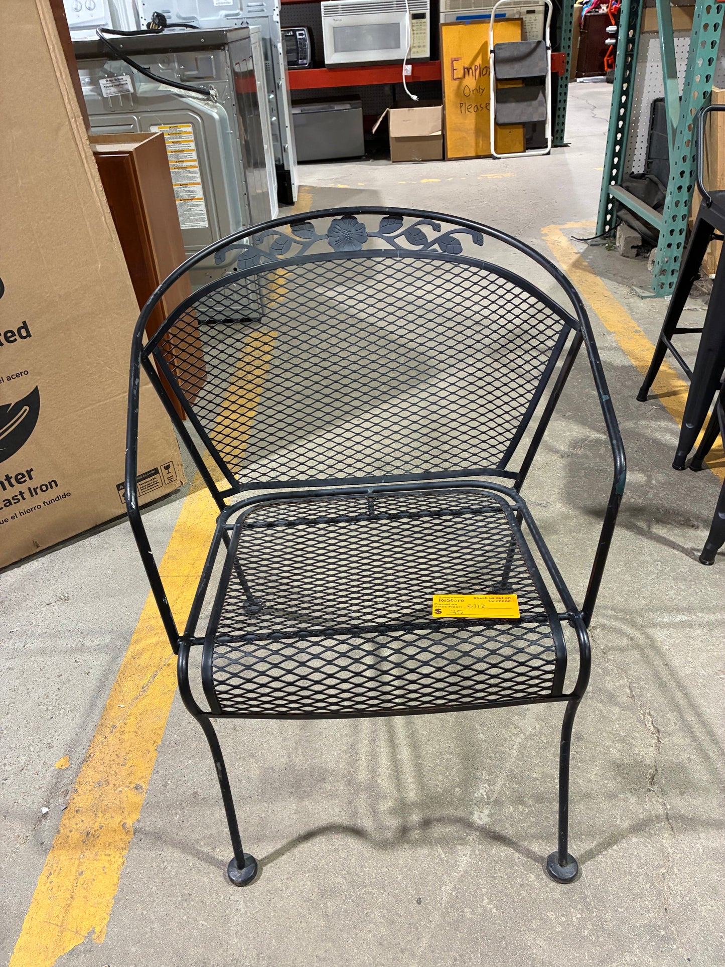 Black Metal Floral Patio Chair