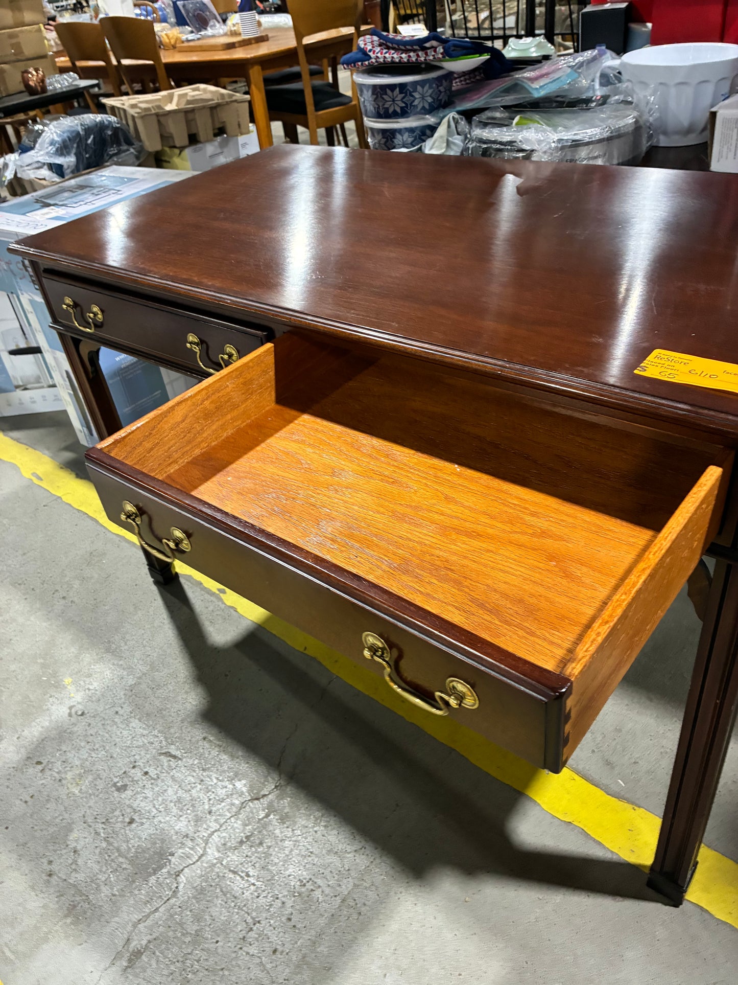 Dark Cherry Writing Desk with Two Drawers