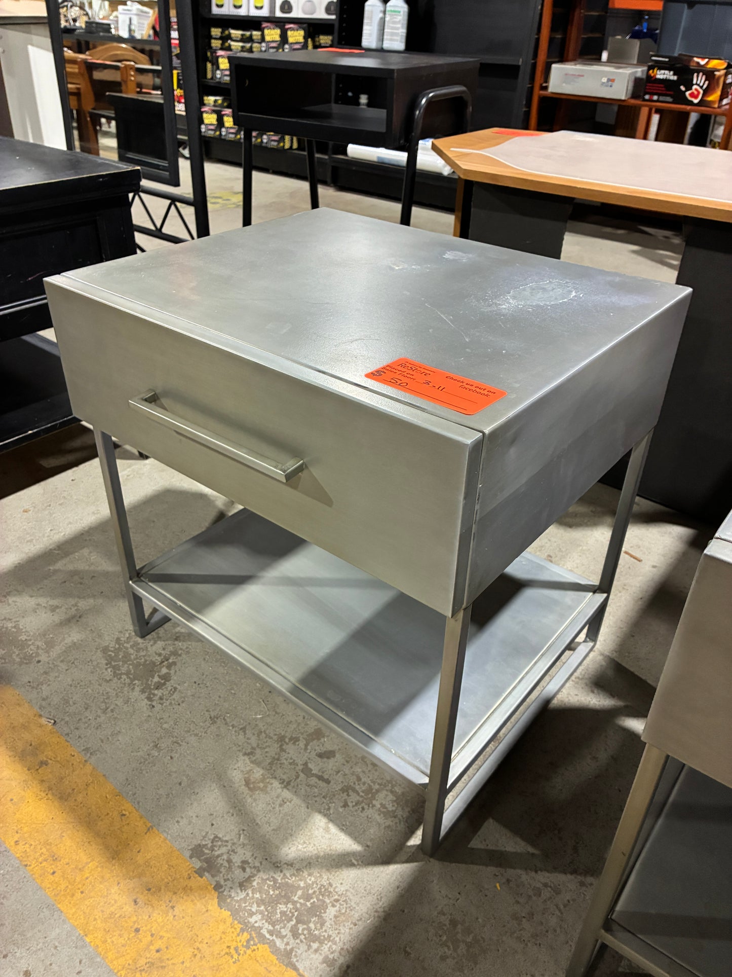 Modern Gray Nightstands with Drawer and Lower Shelf