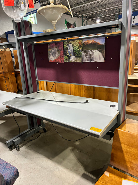 Commercial Workstation Desk with Privacy Panel & Overhead Light