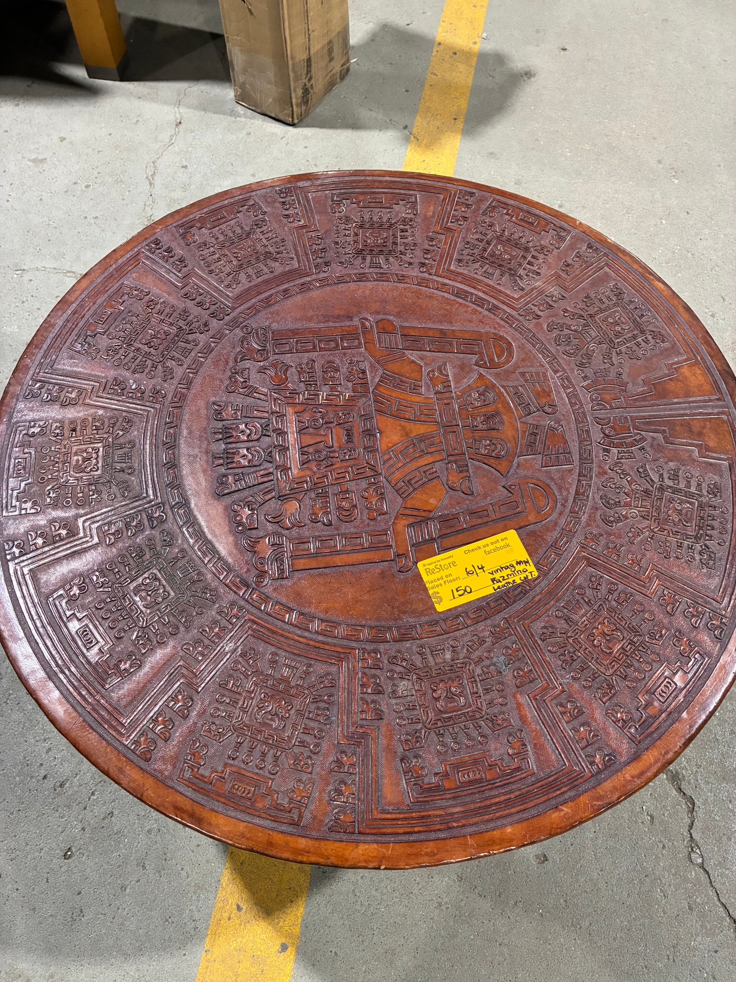 Hand-Carved Round Accent Coffee Table