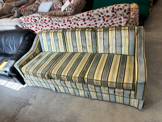 Vintage Blue & Green Striped Sofa