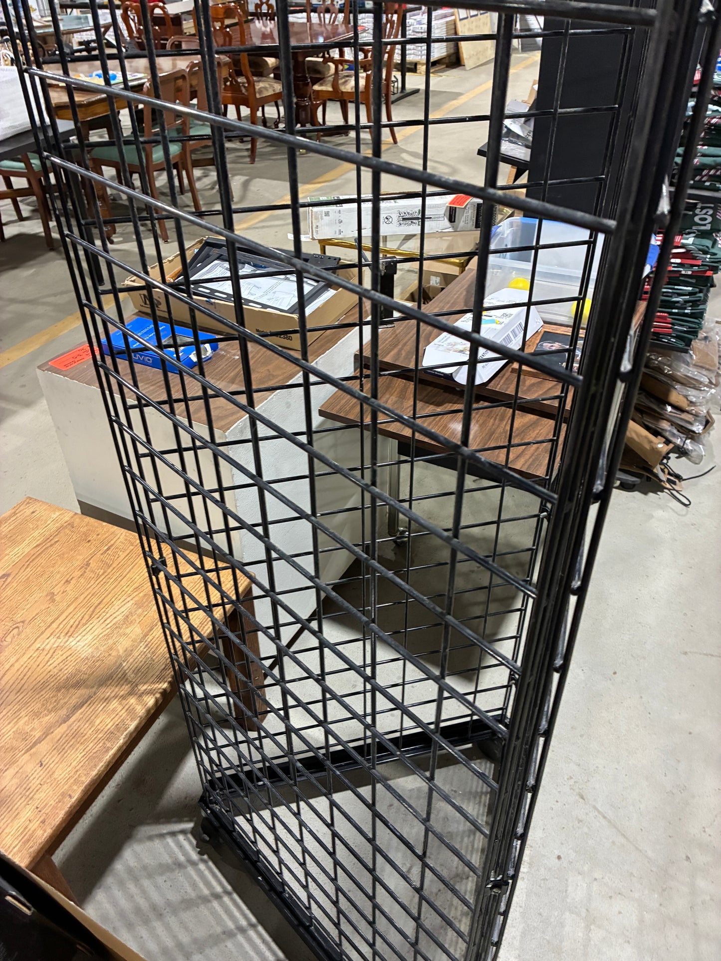 Black Metal Store Display on Wheels