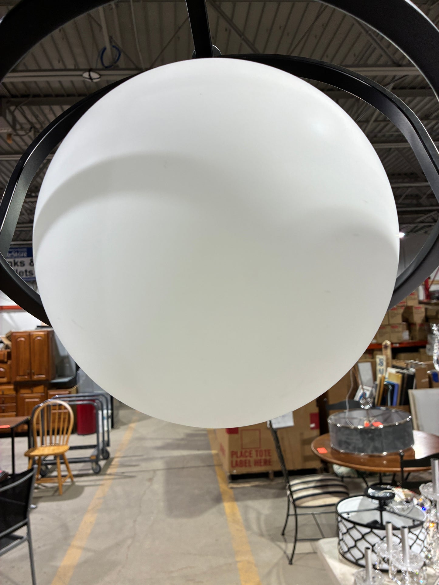 Modern Black Orb Pendant Light with Frosted Glass Globe