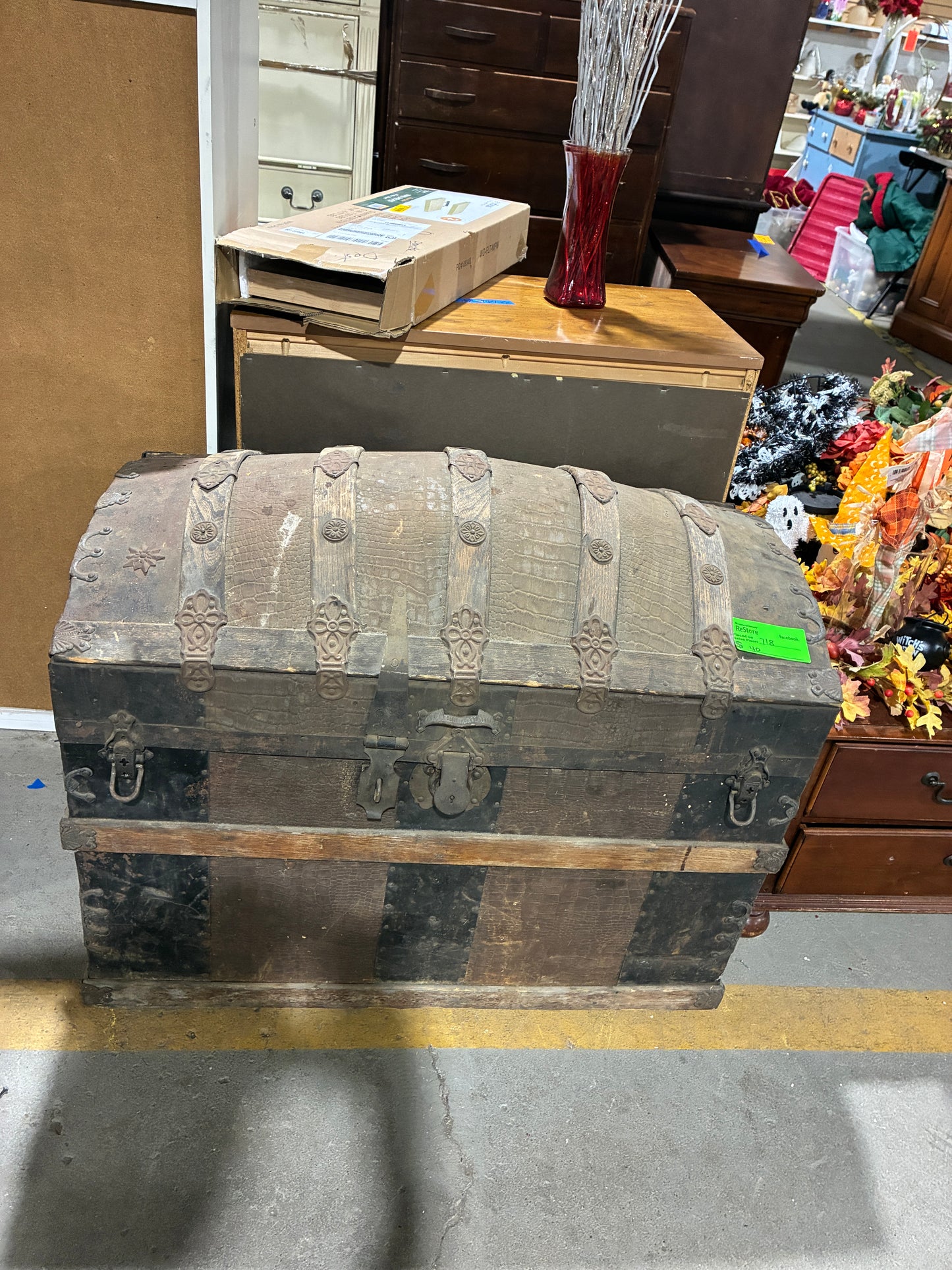 Antique Dome Top Steamer Trunk