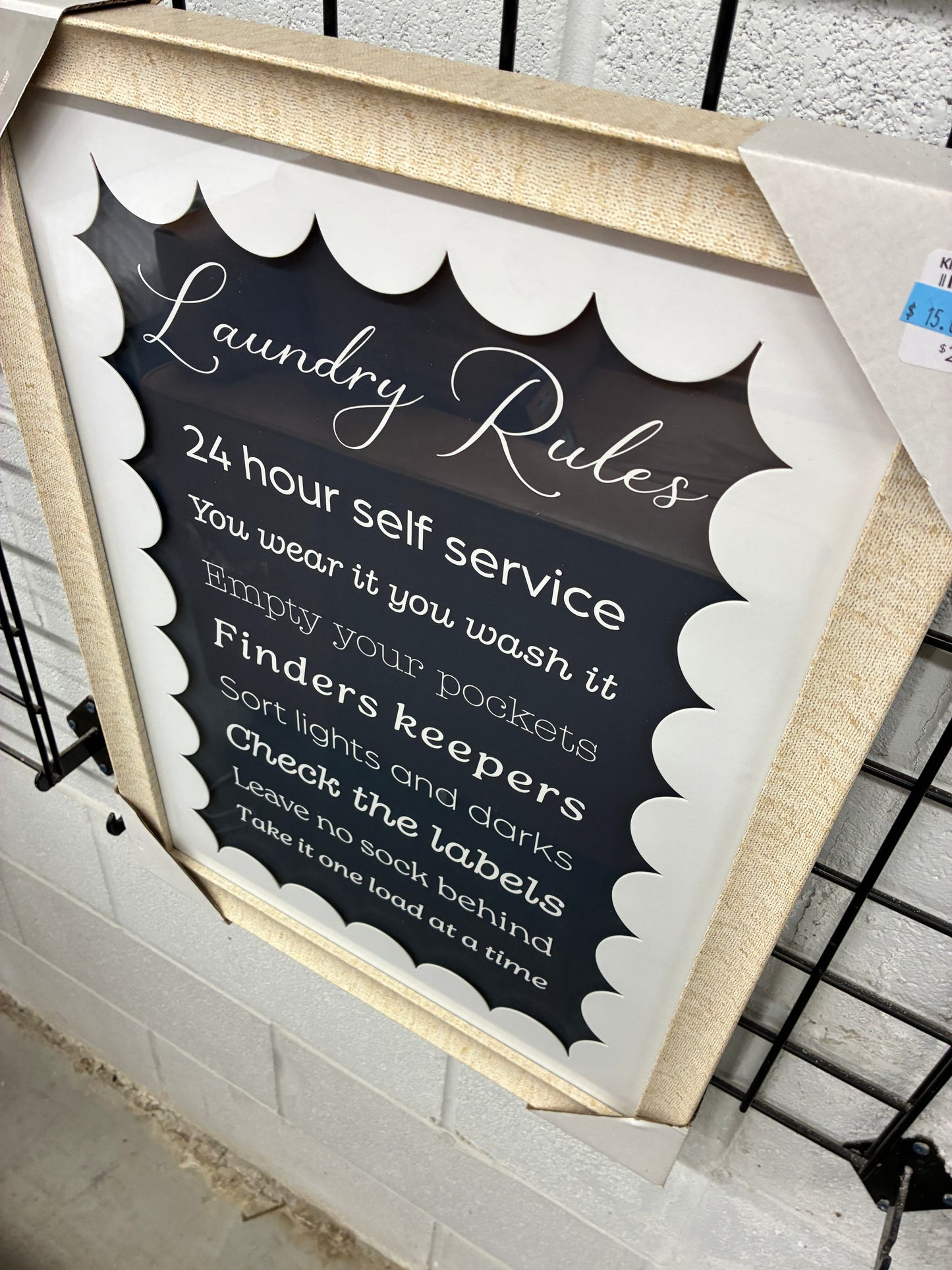 Kirkland’s Home “Laundry Rules” Framed Wall Sign