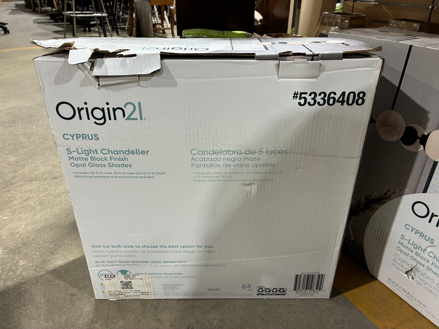 Origin21 Cyprus 5-Light Chandelier – Matte Black with Opal Glass Shades