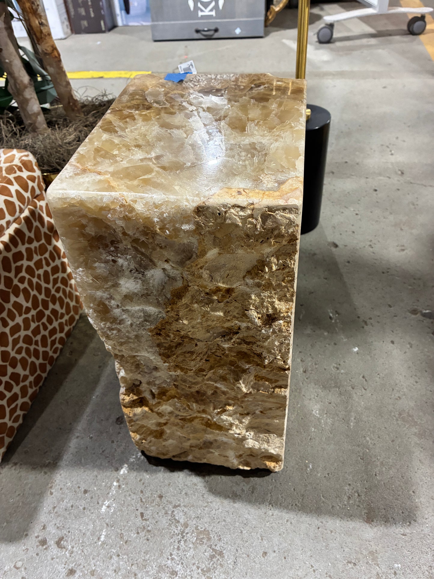 Solid Onyx Stone Pedestal Stool