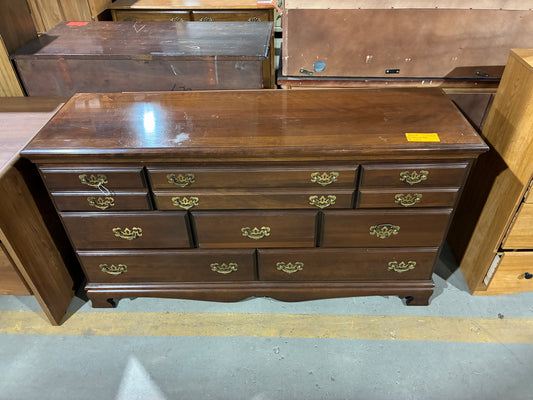 Wood 8-Drawer Dresser with Brass Hardware