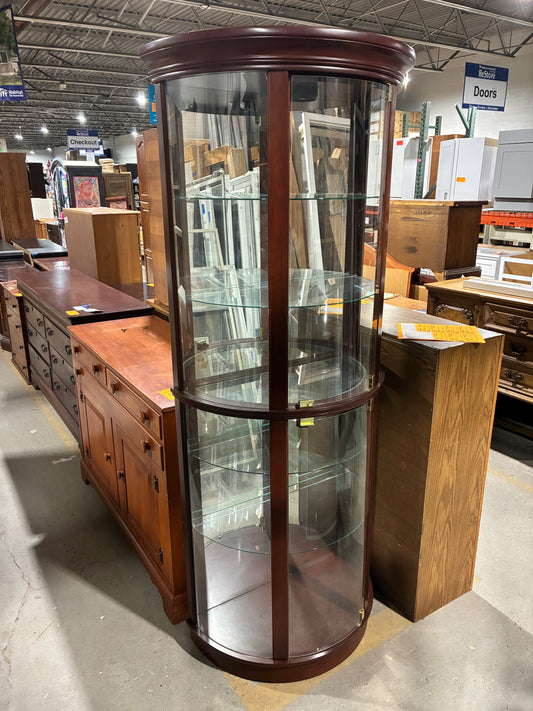 Lighted Curved Glass Curio Display Cabinet