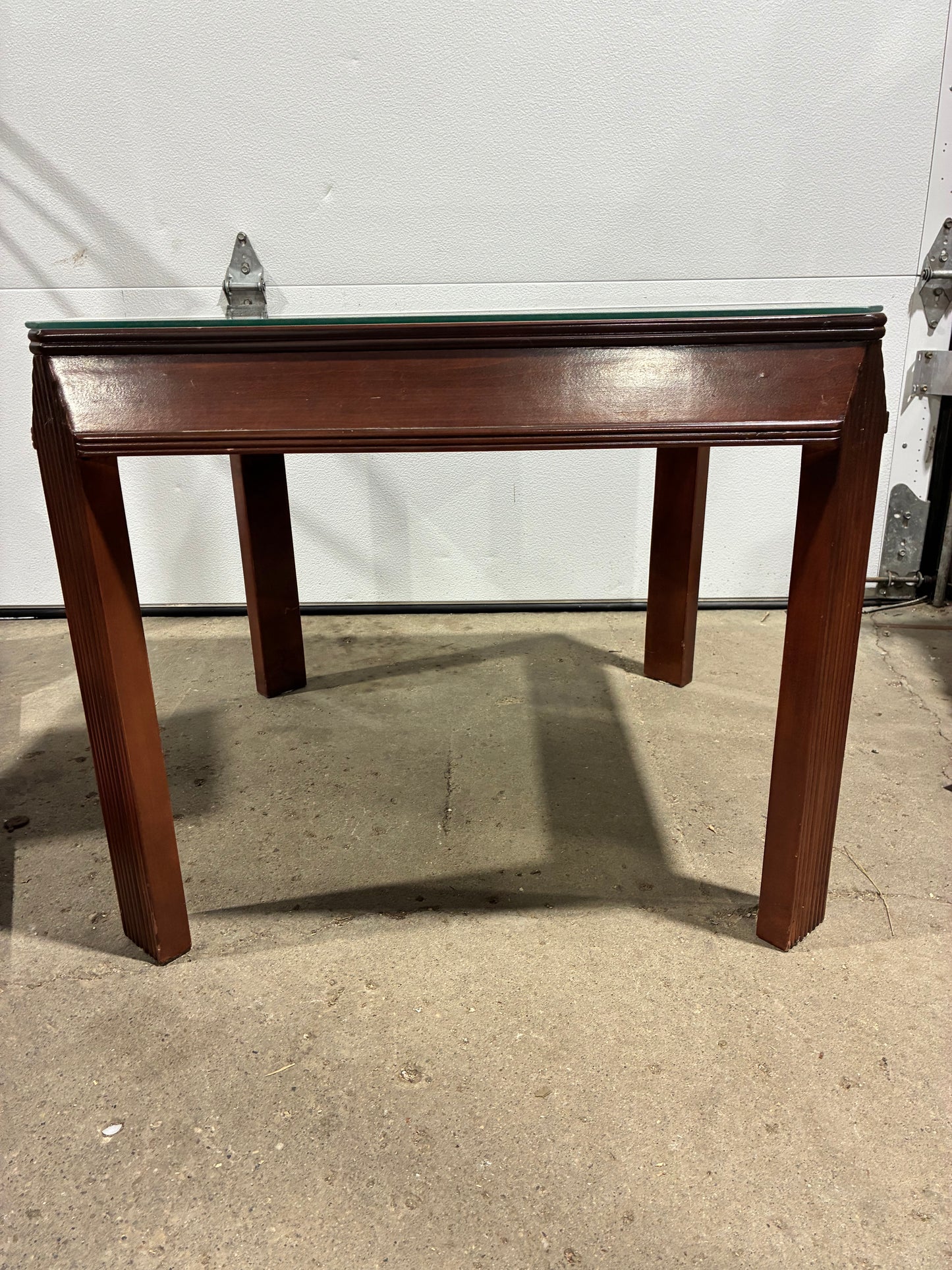 Dark Cherry Wood End Table with Glass Top #2