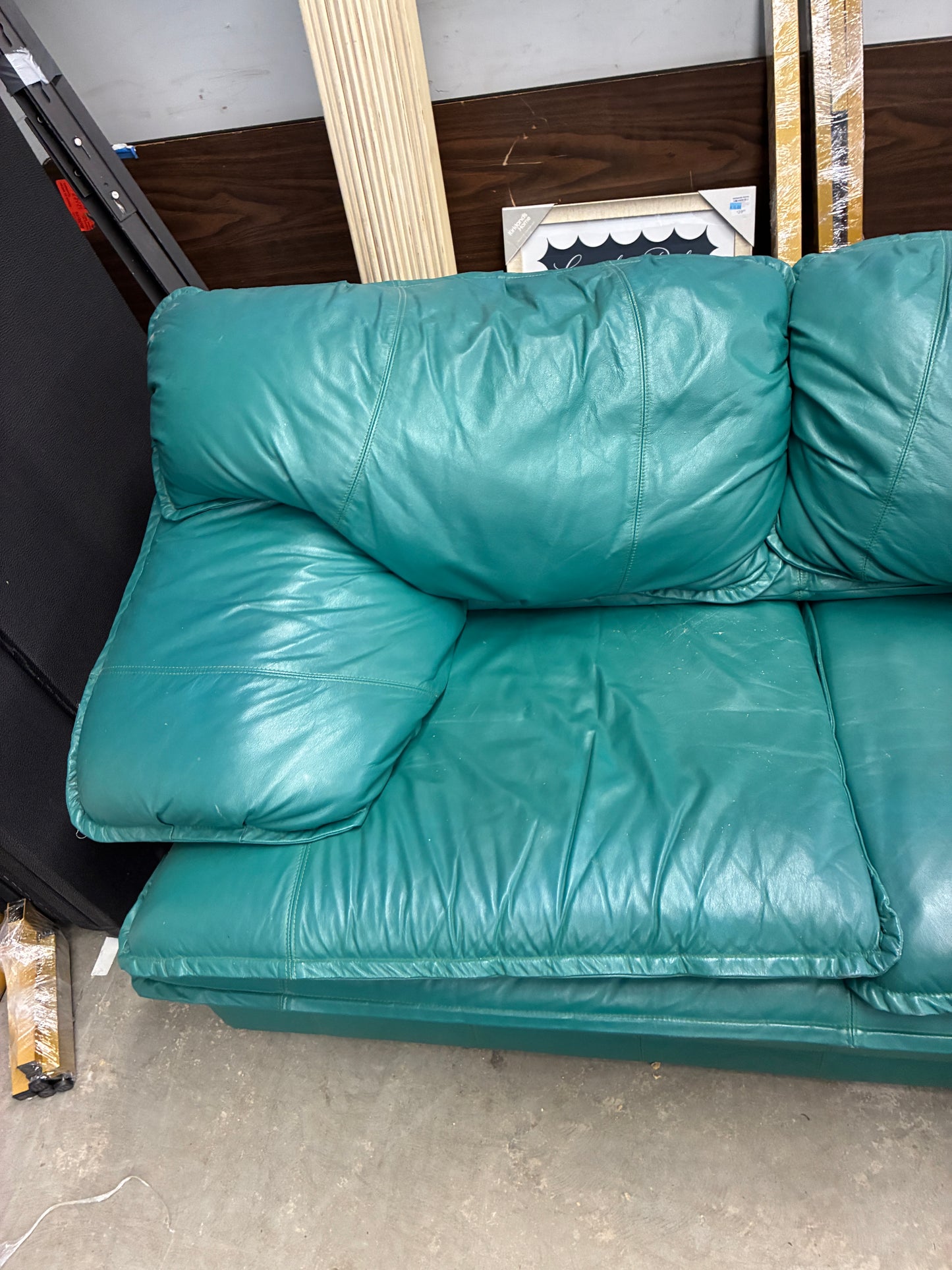 Vintage Teal Leather Sofa