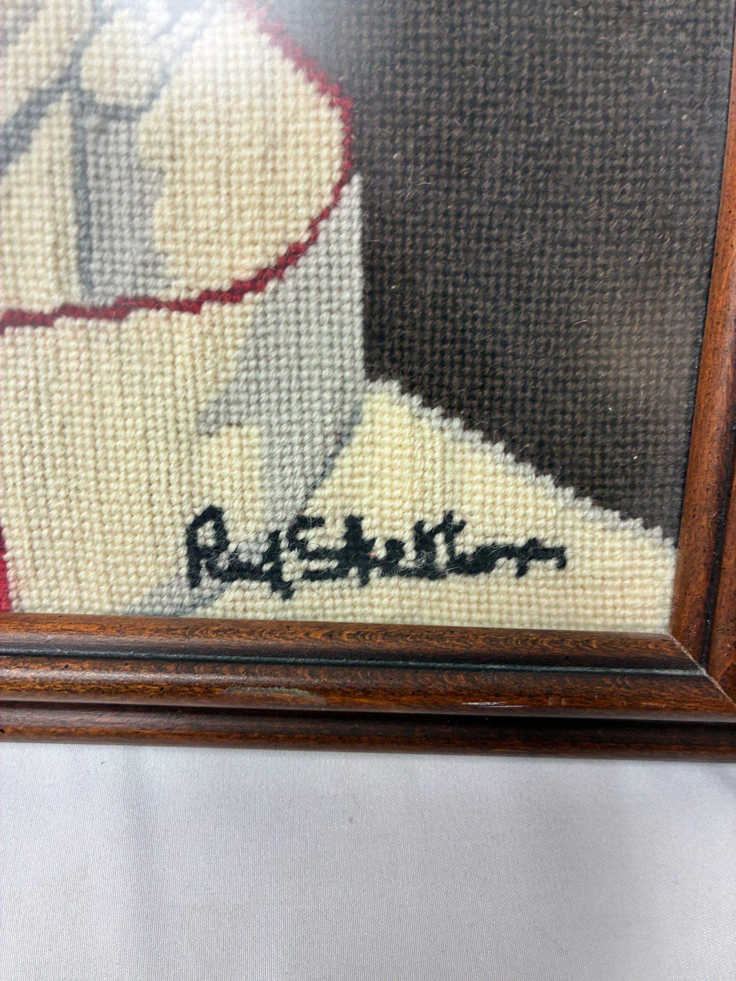 Framed Red Skelton Clown Needlepoint Art