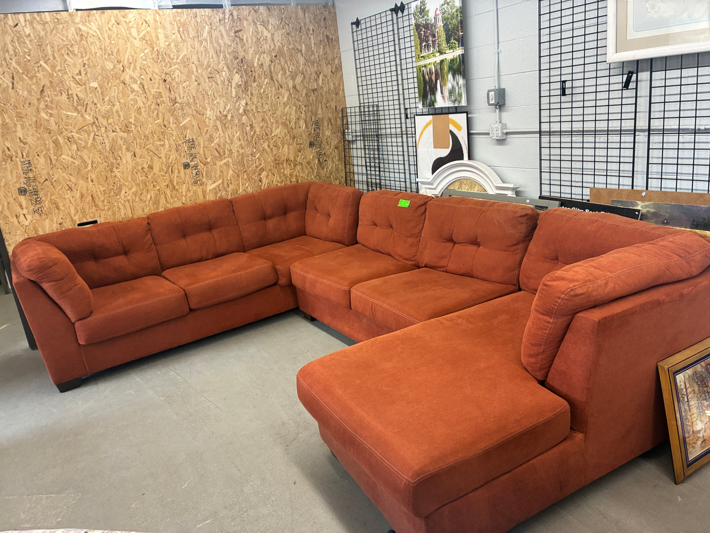 Rust Orange Sectional Sofa with Chaise