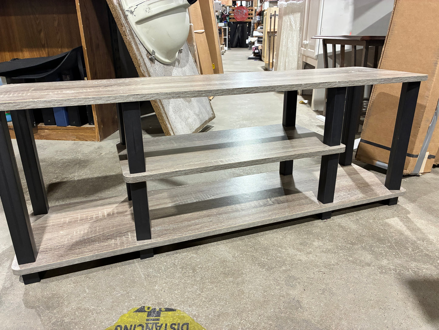 Modern Gray Open-Shelf TV Stand