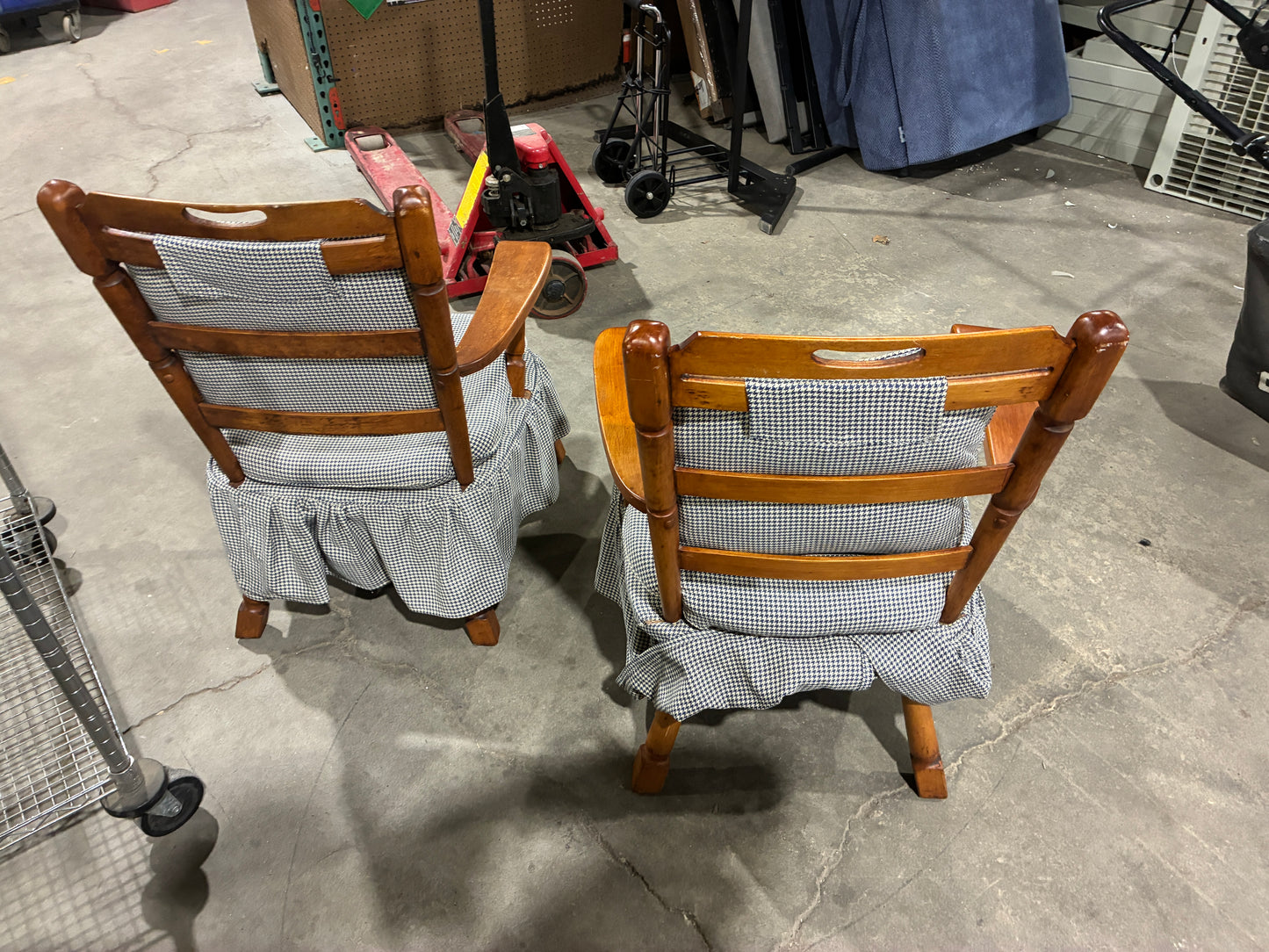 Vintage Wooden Armchairs with Cushions