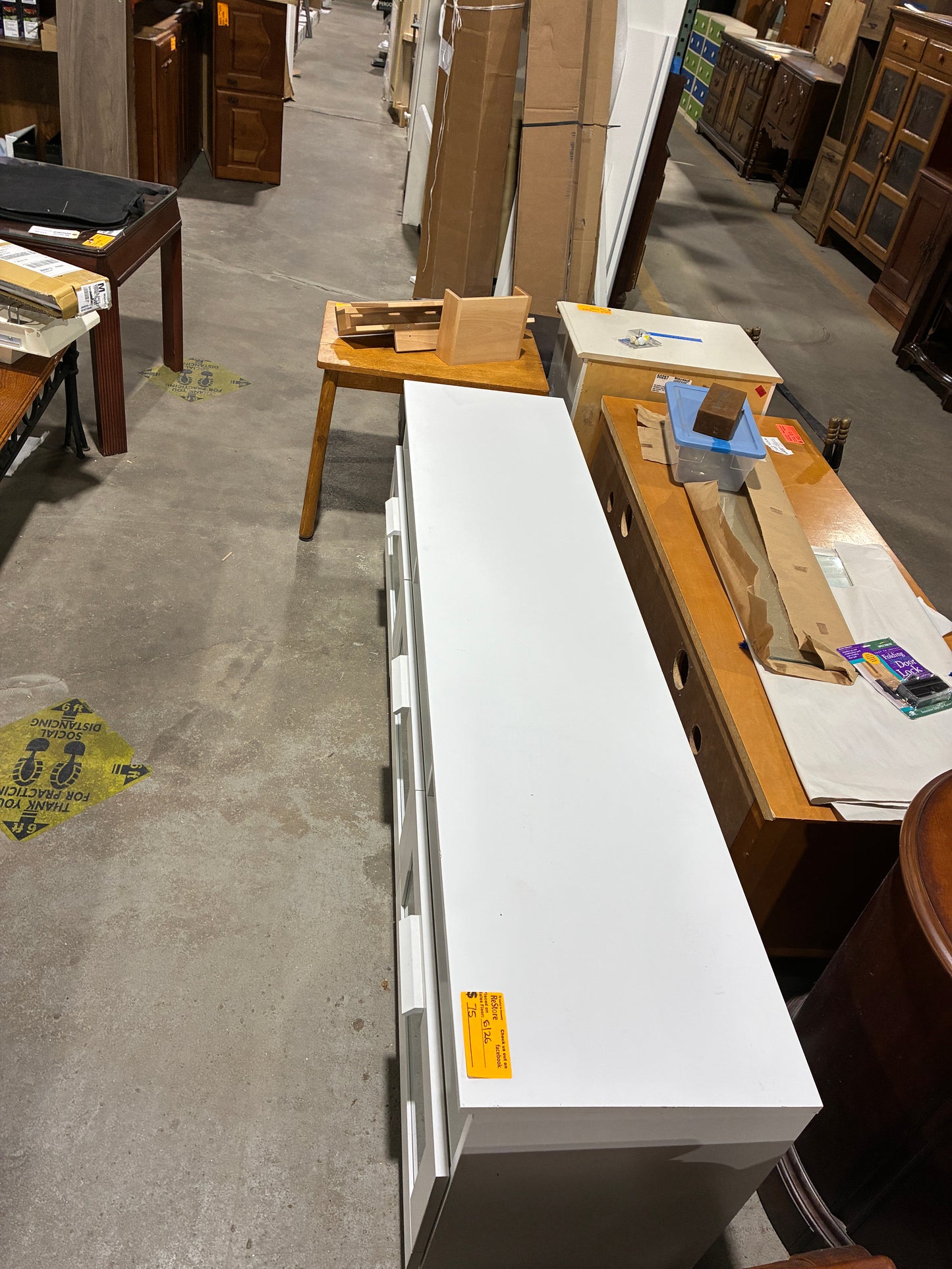 Modern White TV Stand with Frosted Glass Drawers