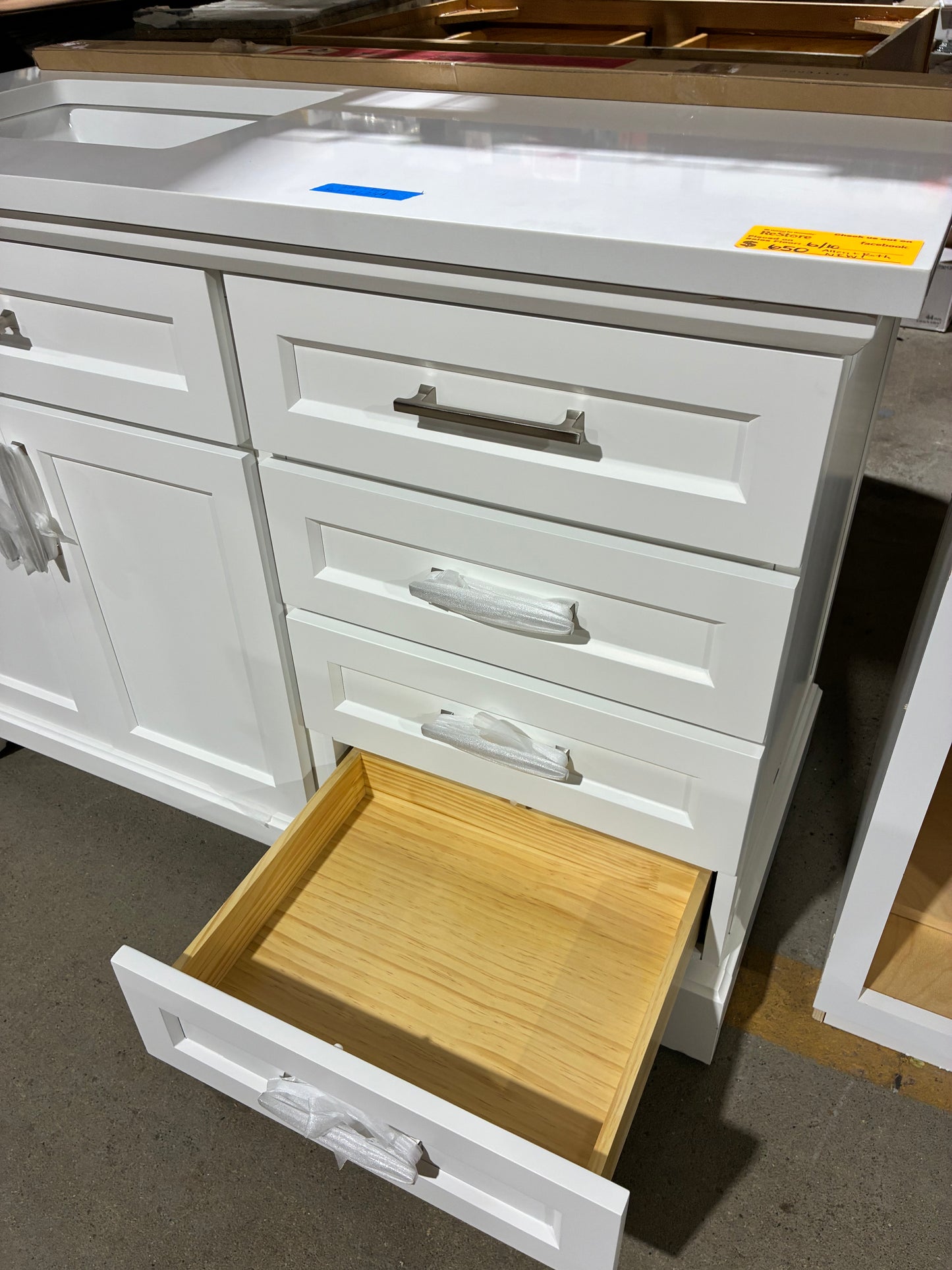 Allen + Roth 48" White Bathroom Vanity with Integrated Sink Top