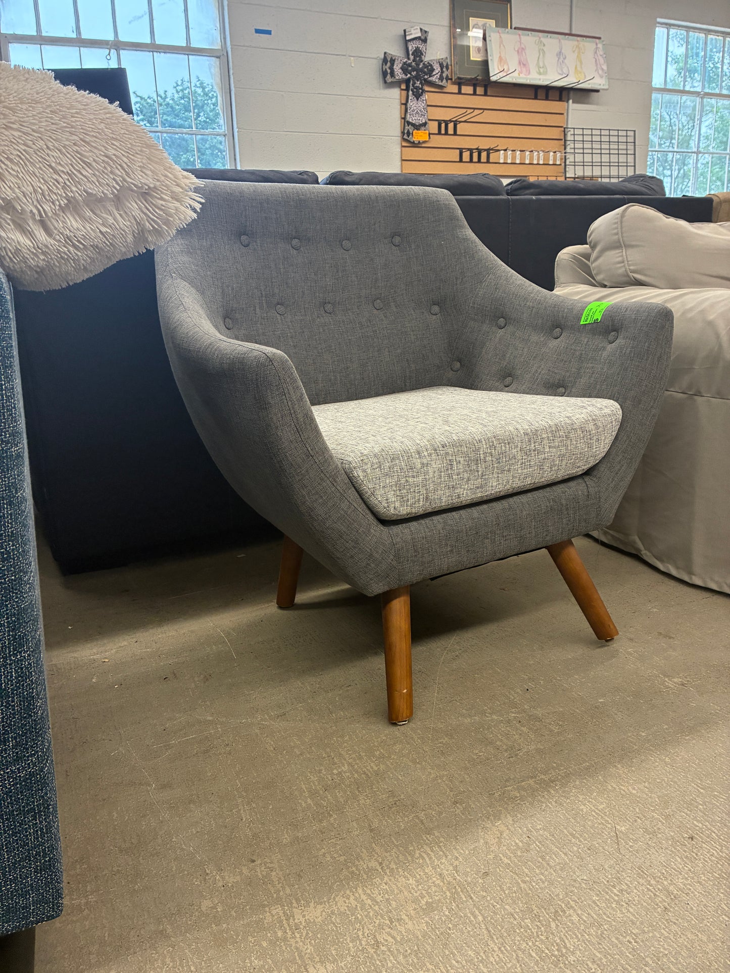 Modern Gray Tufted Accent Chair