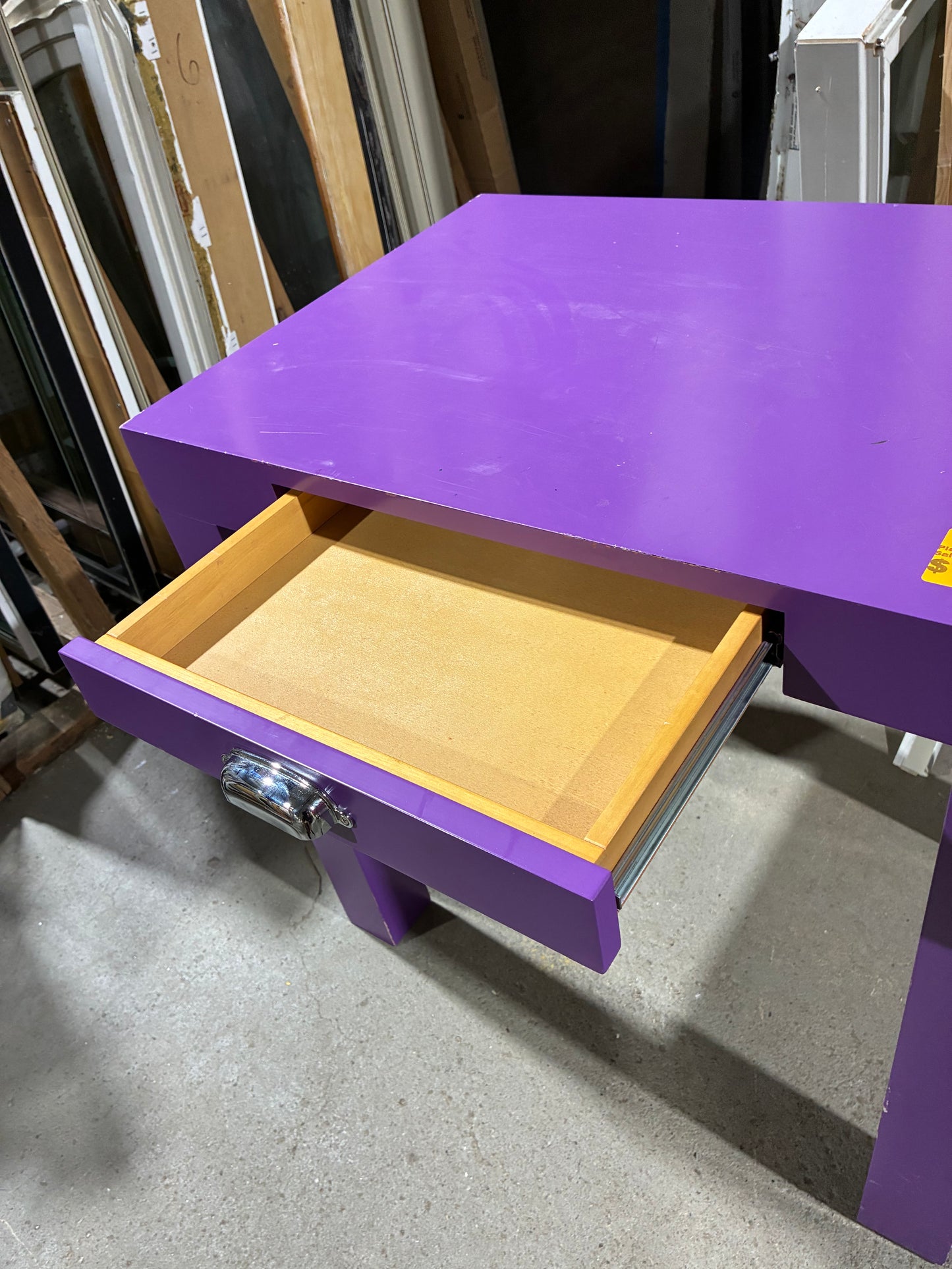 Purple Accent Table with Storage Drawer