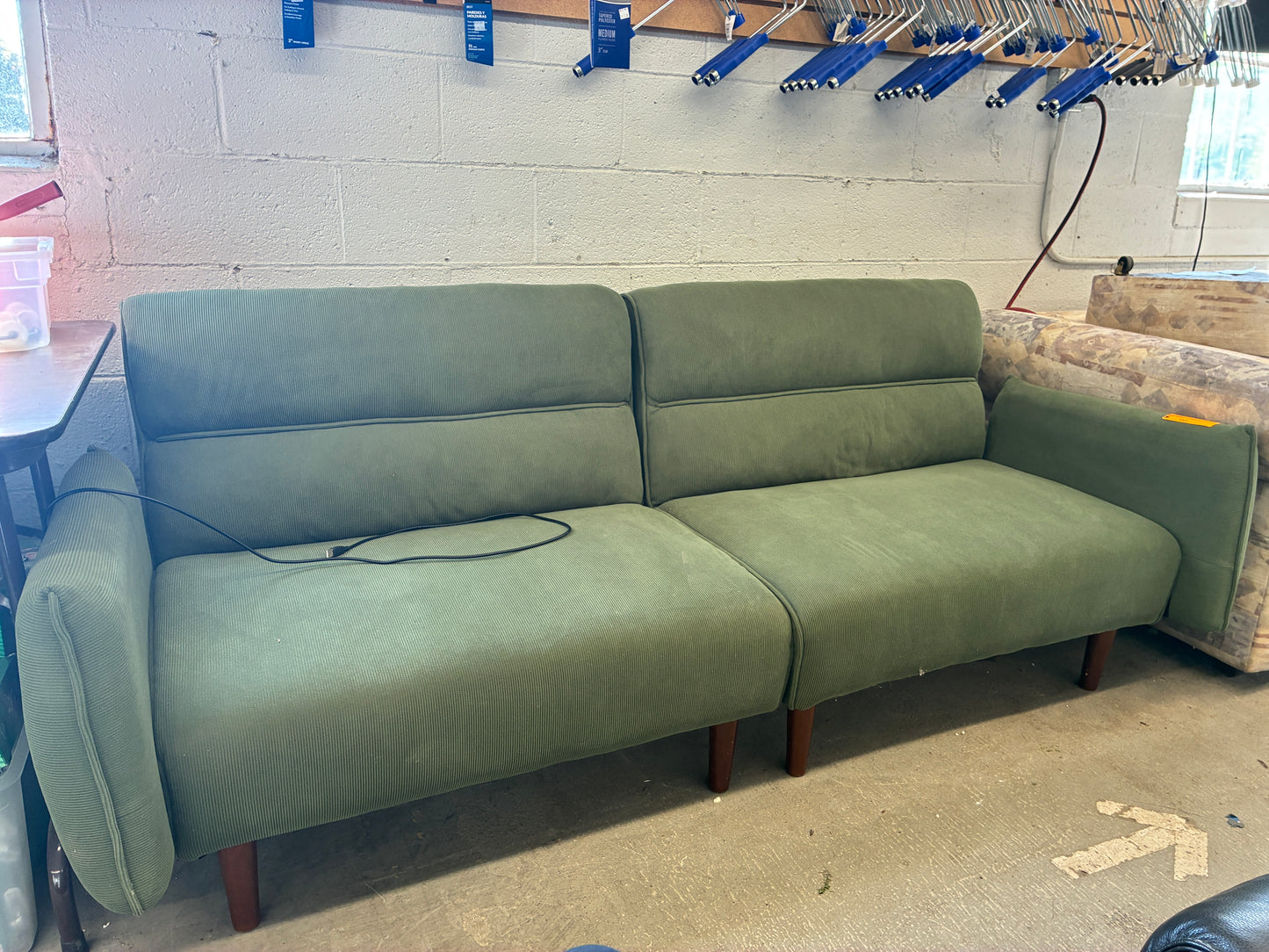 Green Upholstered Sofa with USB Charging Ports