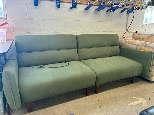 Green Upholstered Sofa with USB Charging Ports