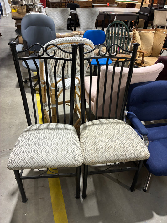 Black Metal Dining Chairs with Upholstered Seats – $15 Each