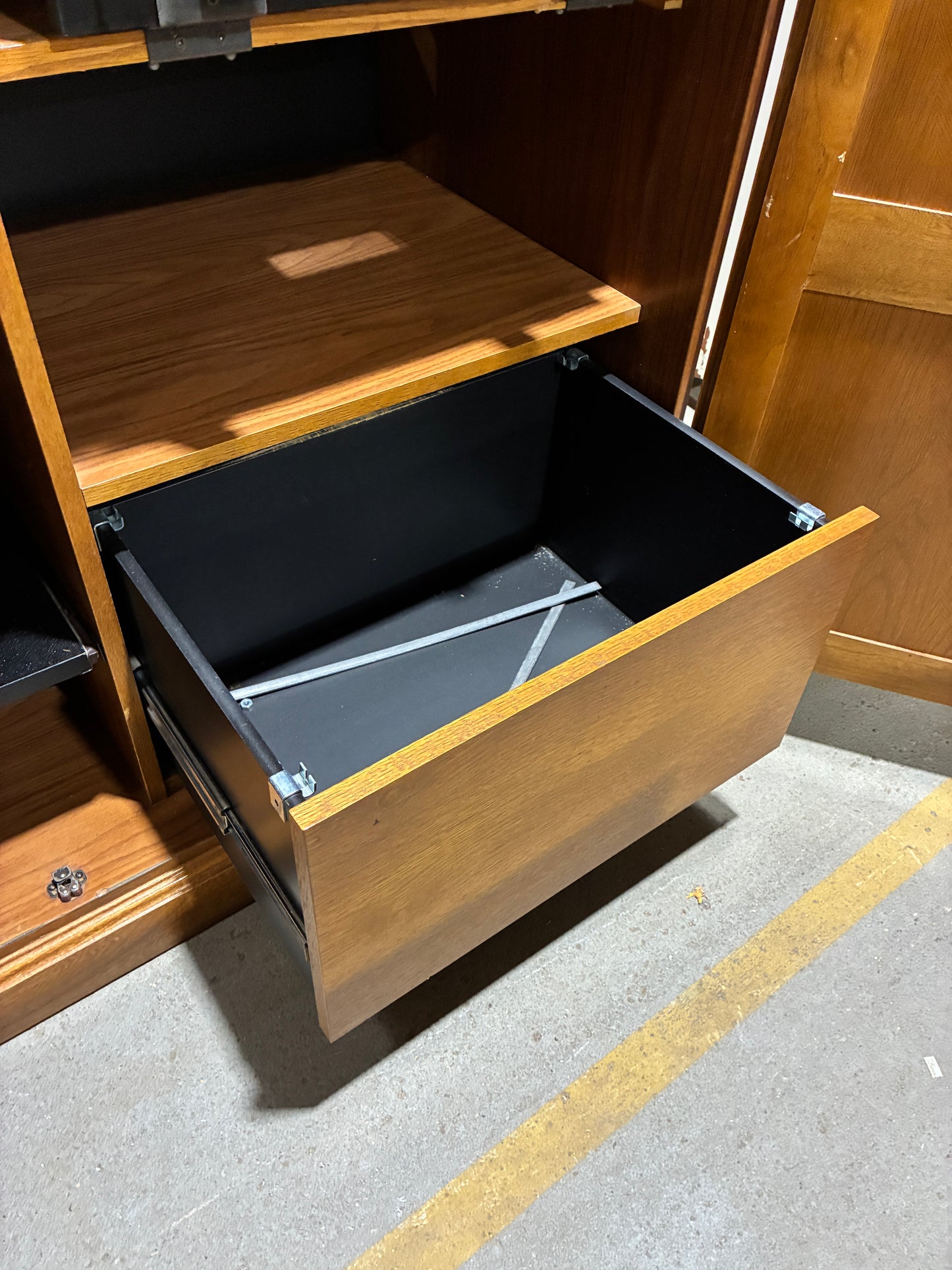 Wood Desk Armoire with Pull Out Work Surface