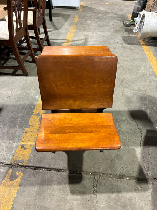 Vintage Wooden School Desk with Attached Bench #3