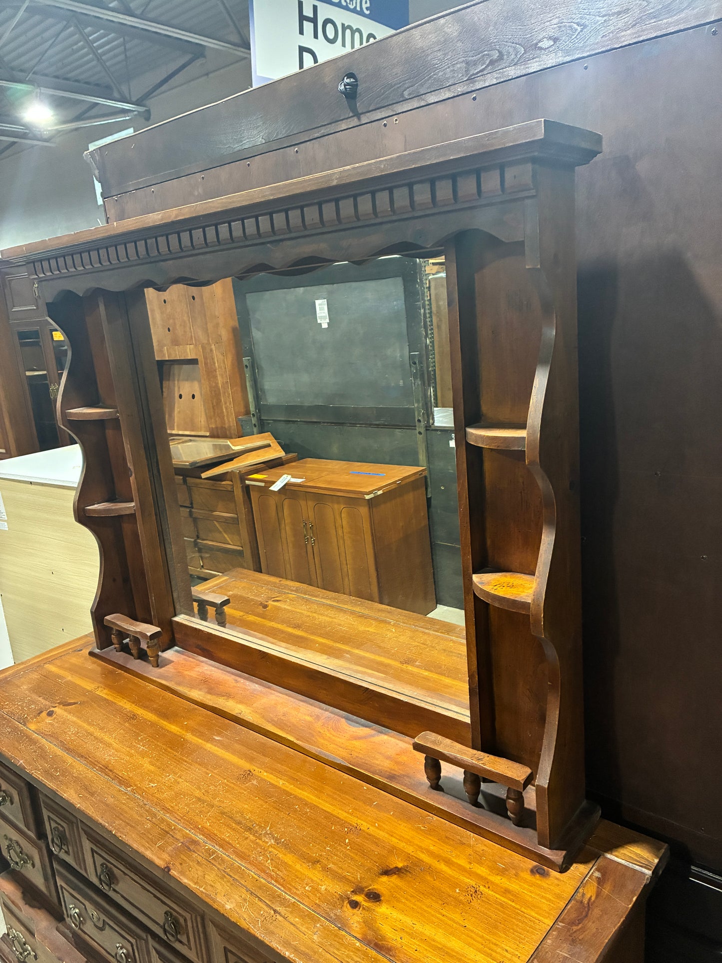 Rustic Pine Dresser with Mirror