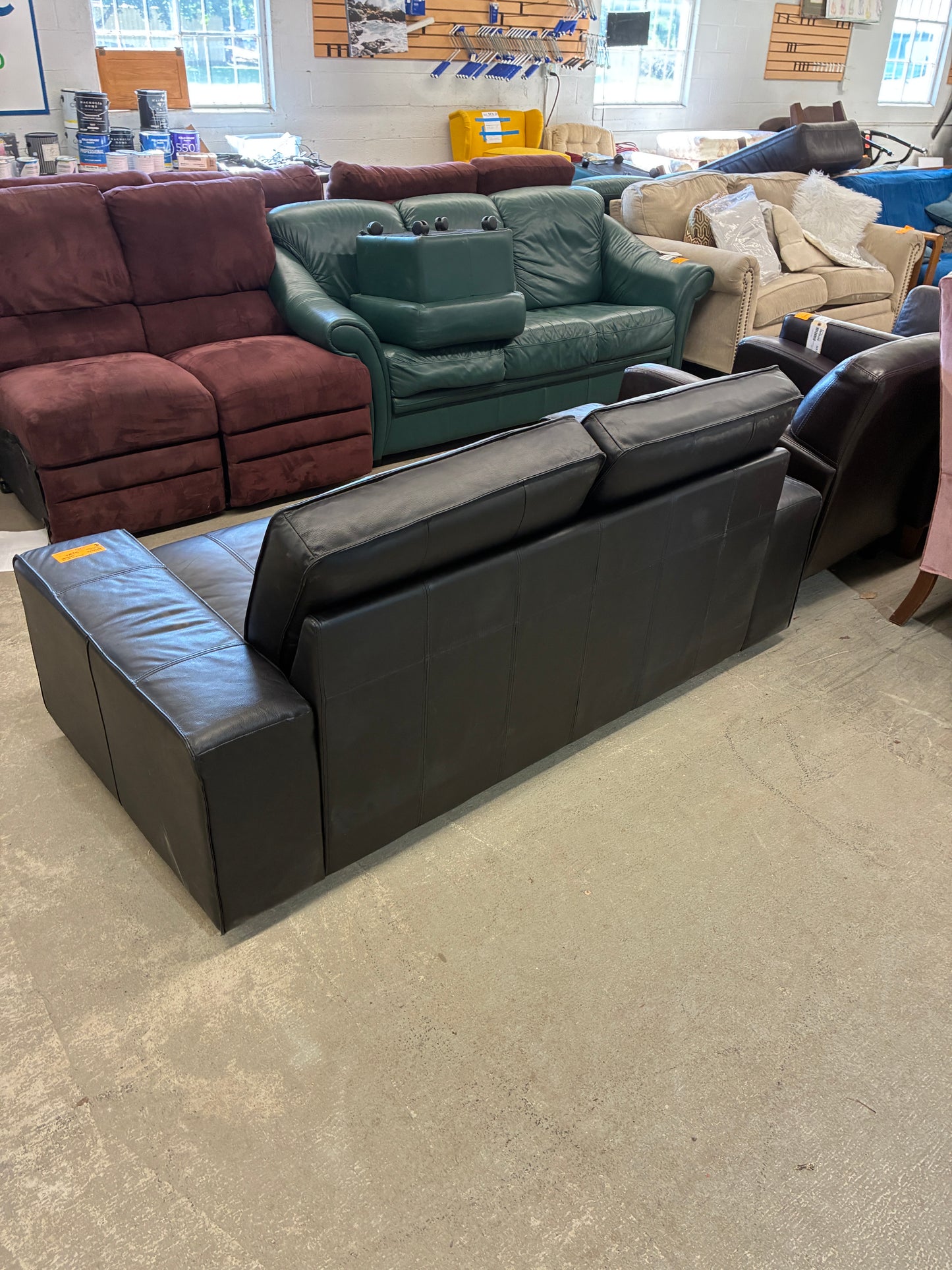 Black Faux Leather Loveseat