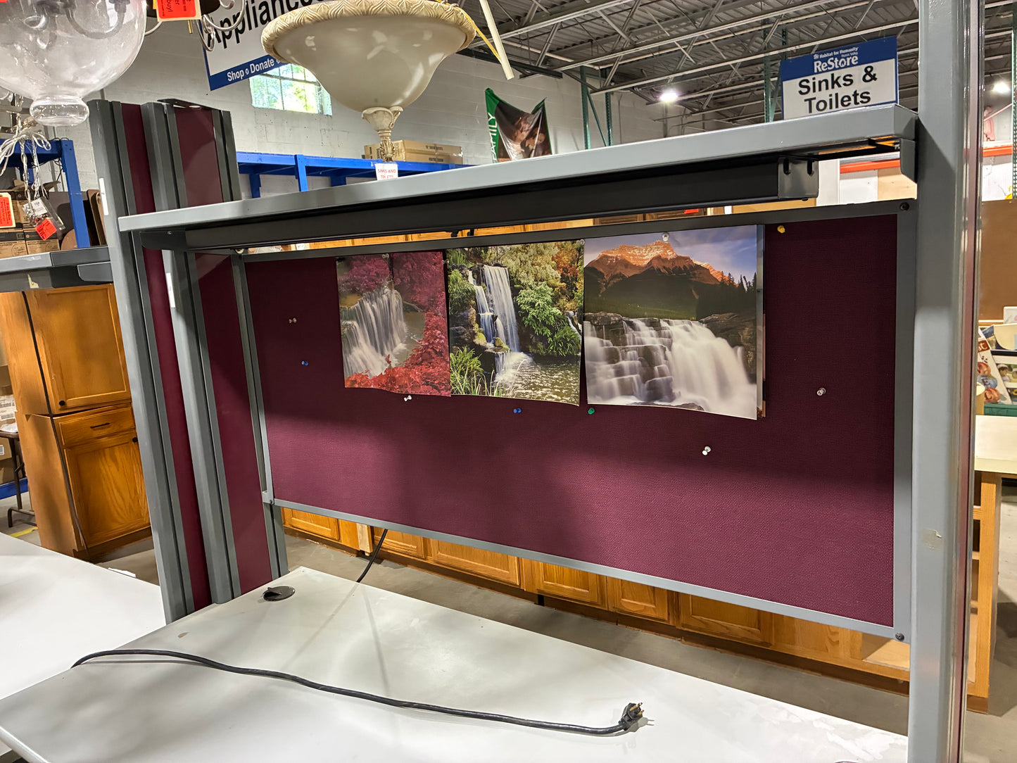 Commercial Workstation Desk with Privacy Panel & Overhead Light