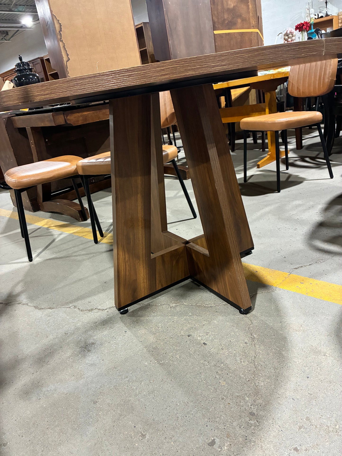 Modern Round Walnut Dining Table
