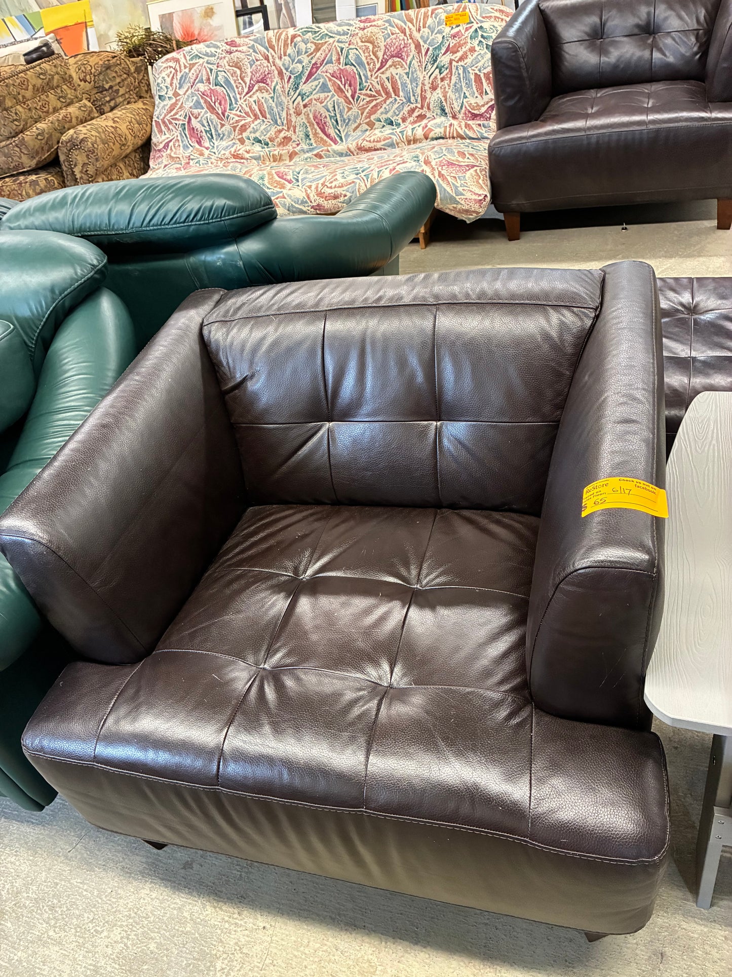 Dark Brown Leather Club Chair #2