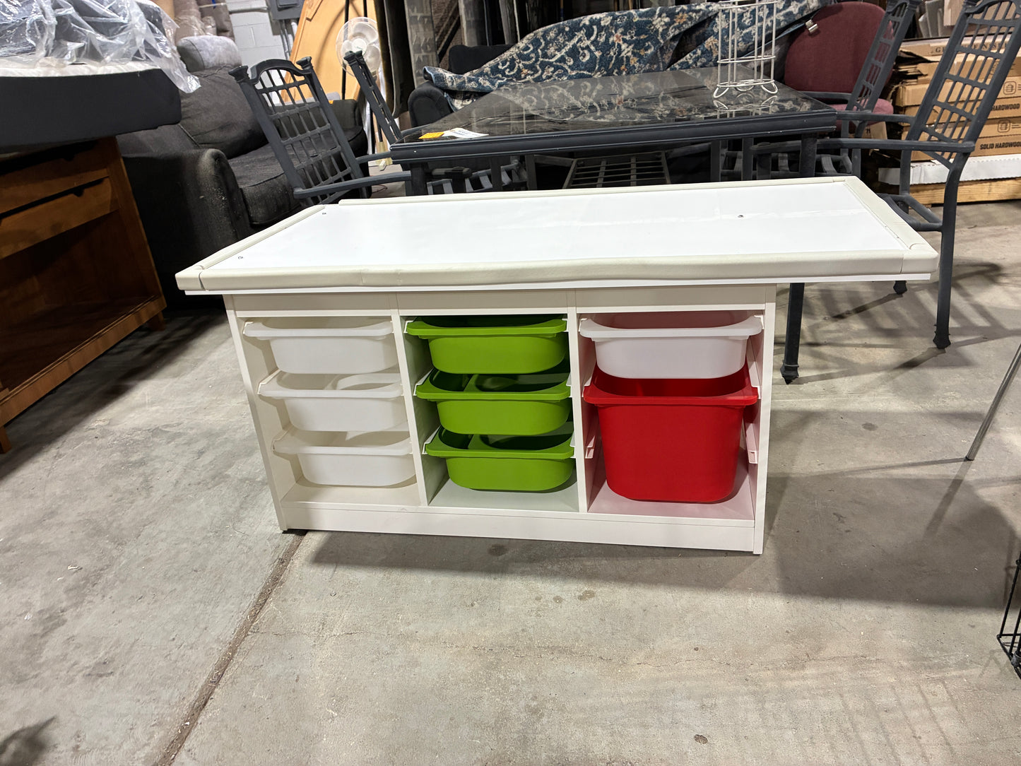 White Kids Activity Table with Storage Bins