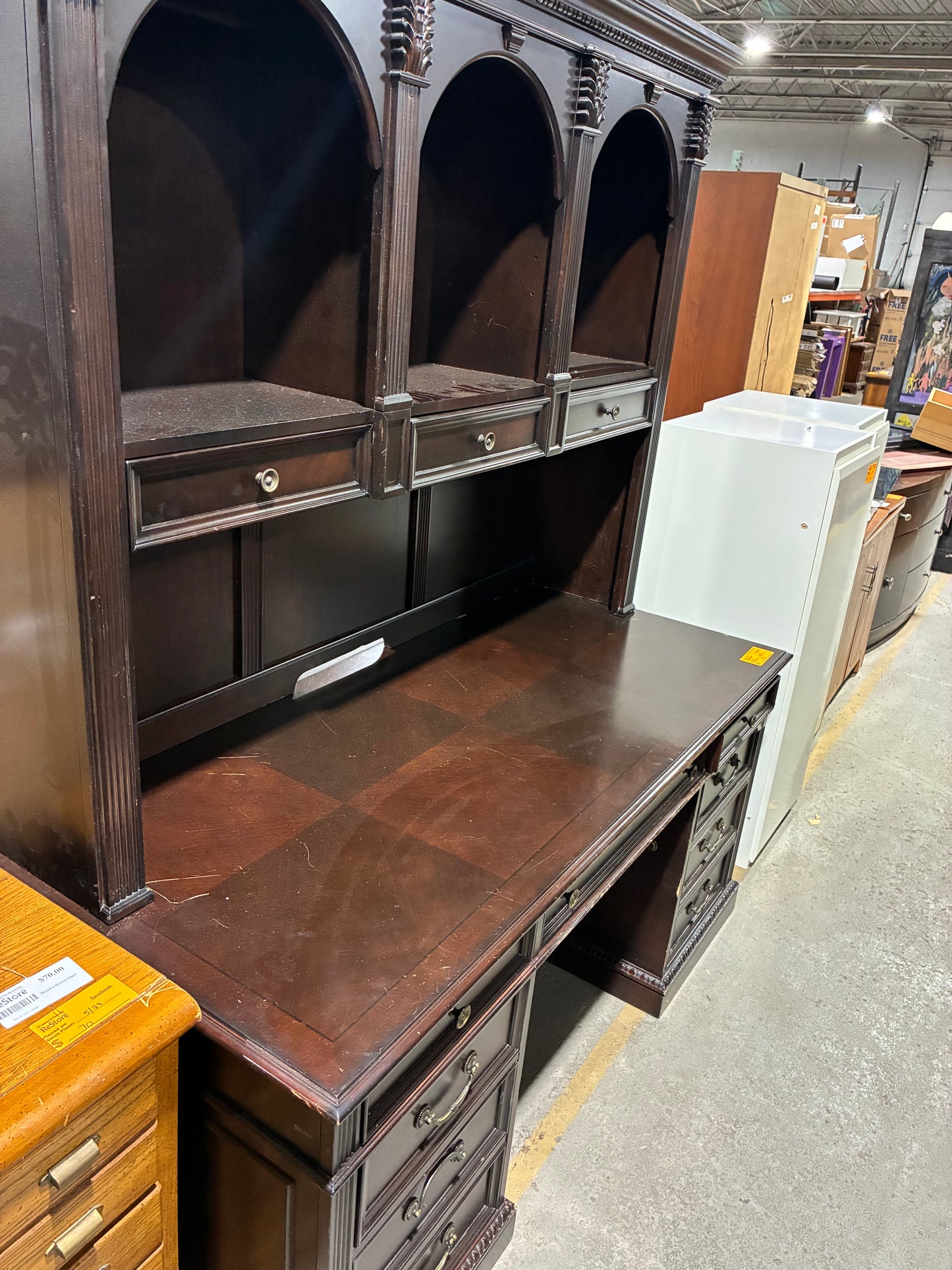 Executive Desk with Lighted Hutch