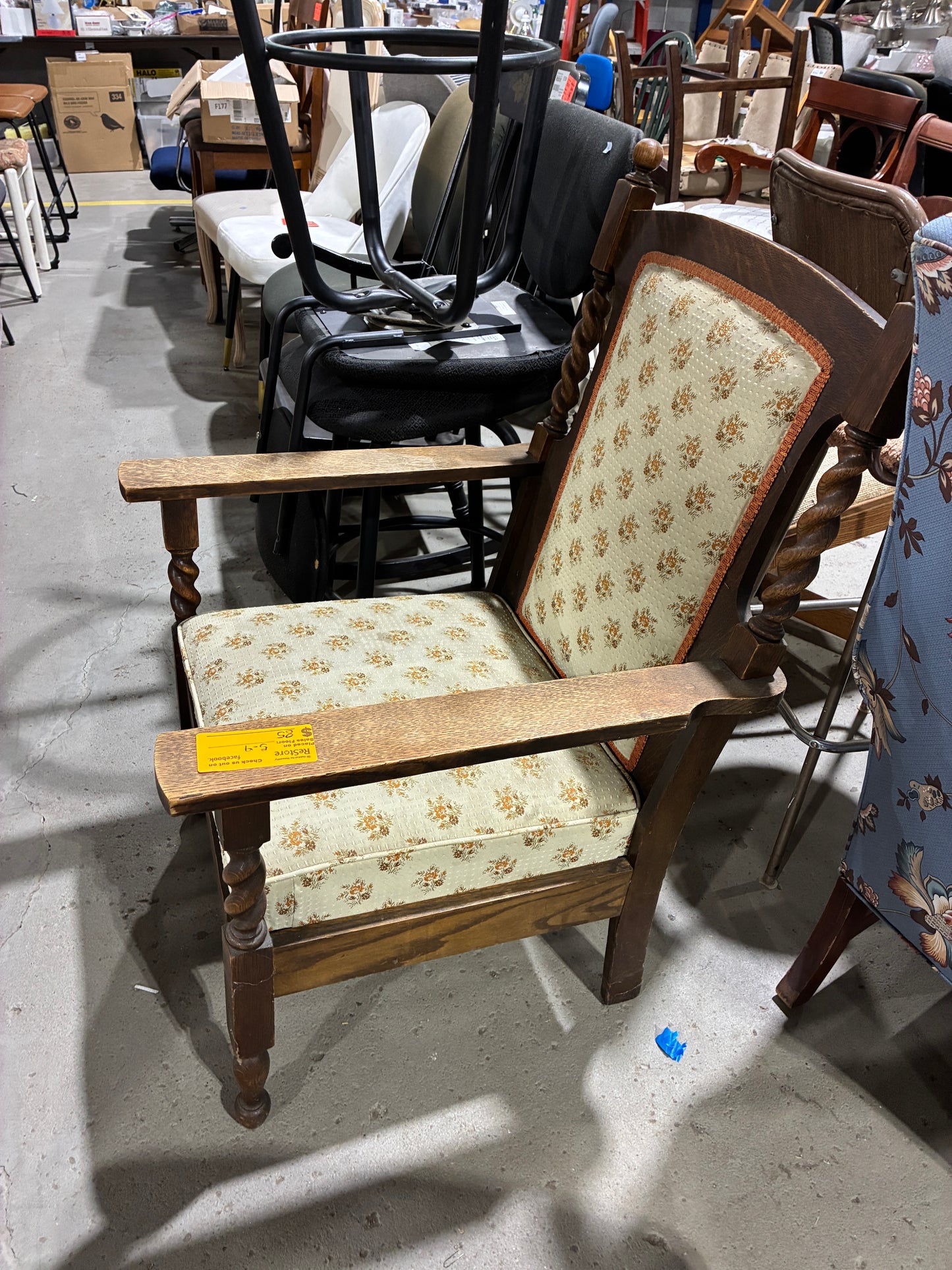 Vintage Wood Accent Armchair