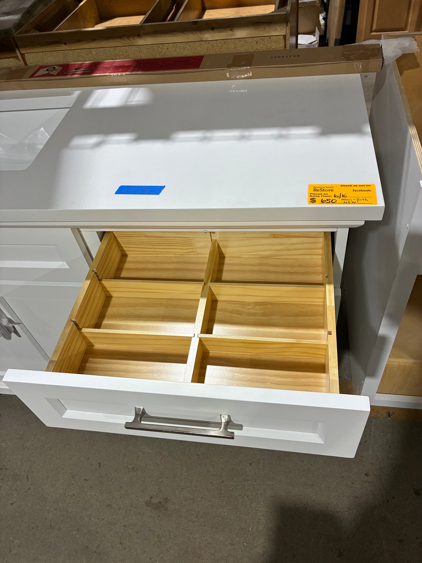 Allen + Roth 48" White Bathroom Vanity with Integrated Sink Top