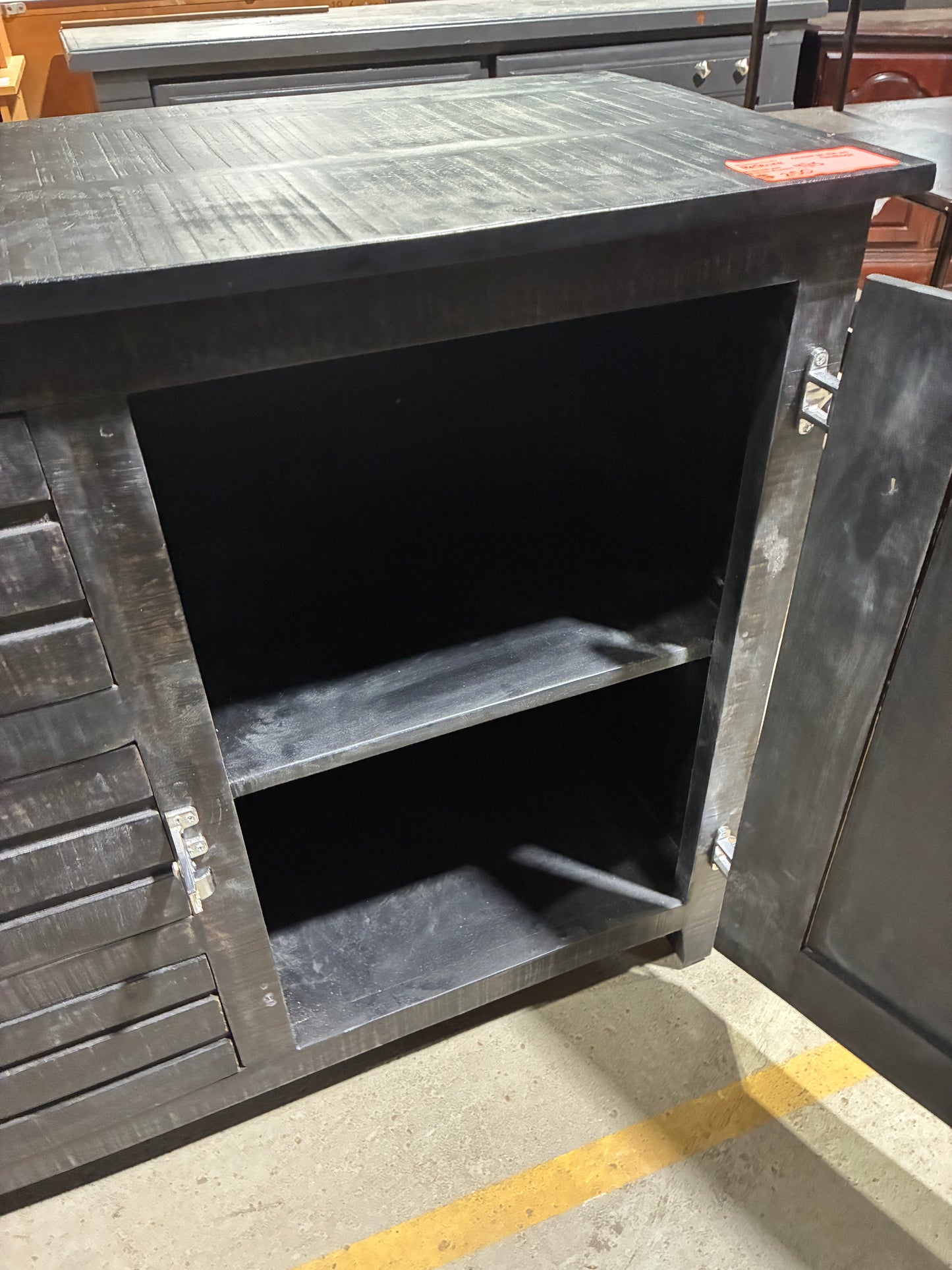 Industrial Style Black Storage Cabinet with Drawers & Door