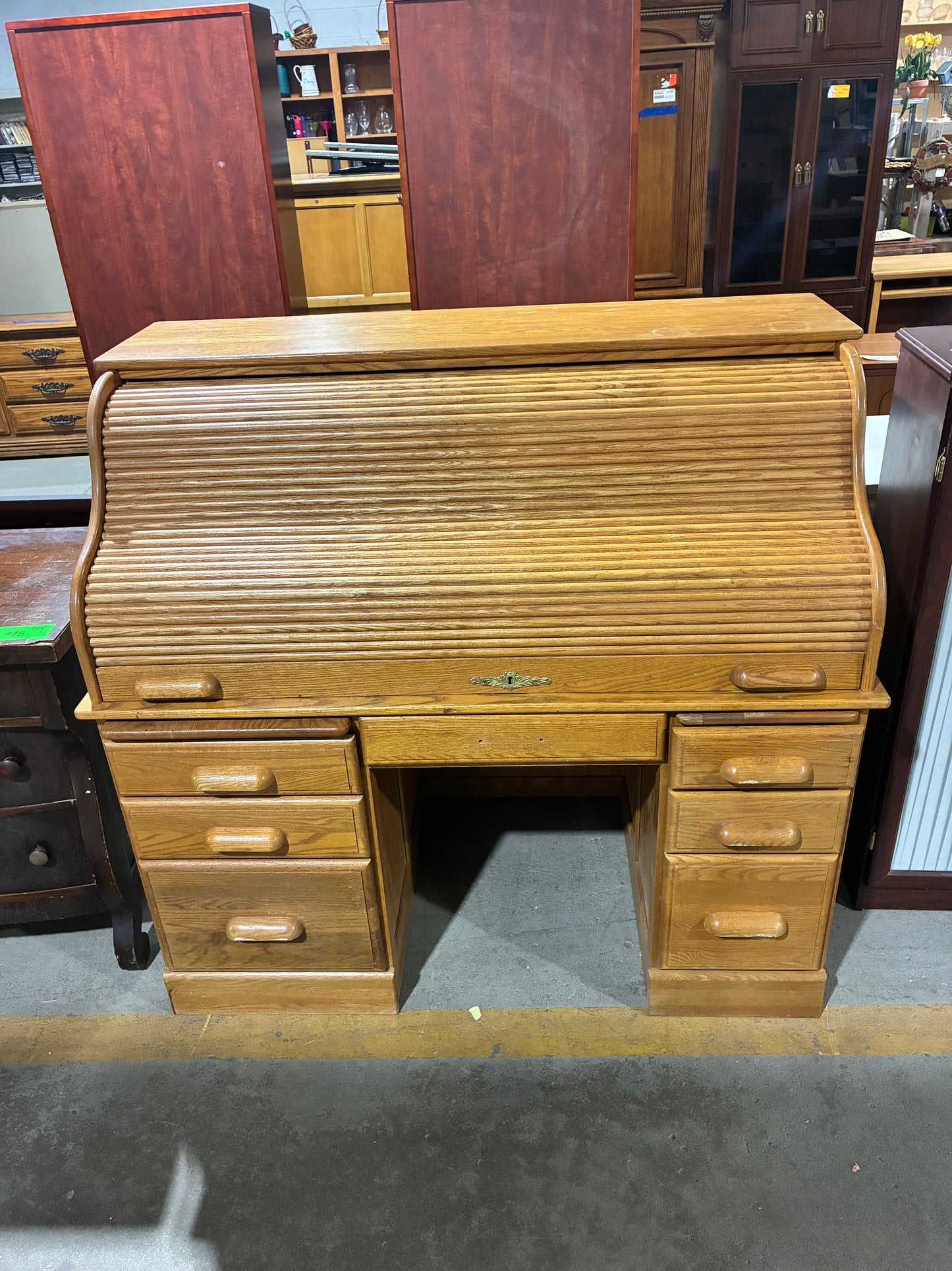 Traditional Oak Roll-Top Secretary Desk