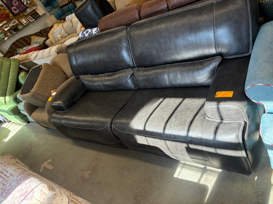 Contemporary Black Faux Leather Loveseat