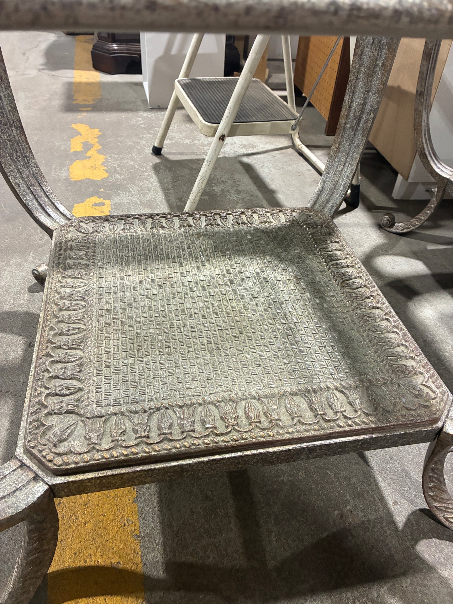 Ornate Glass Top End Table
